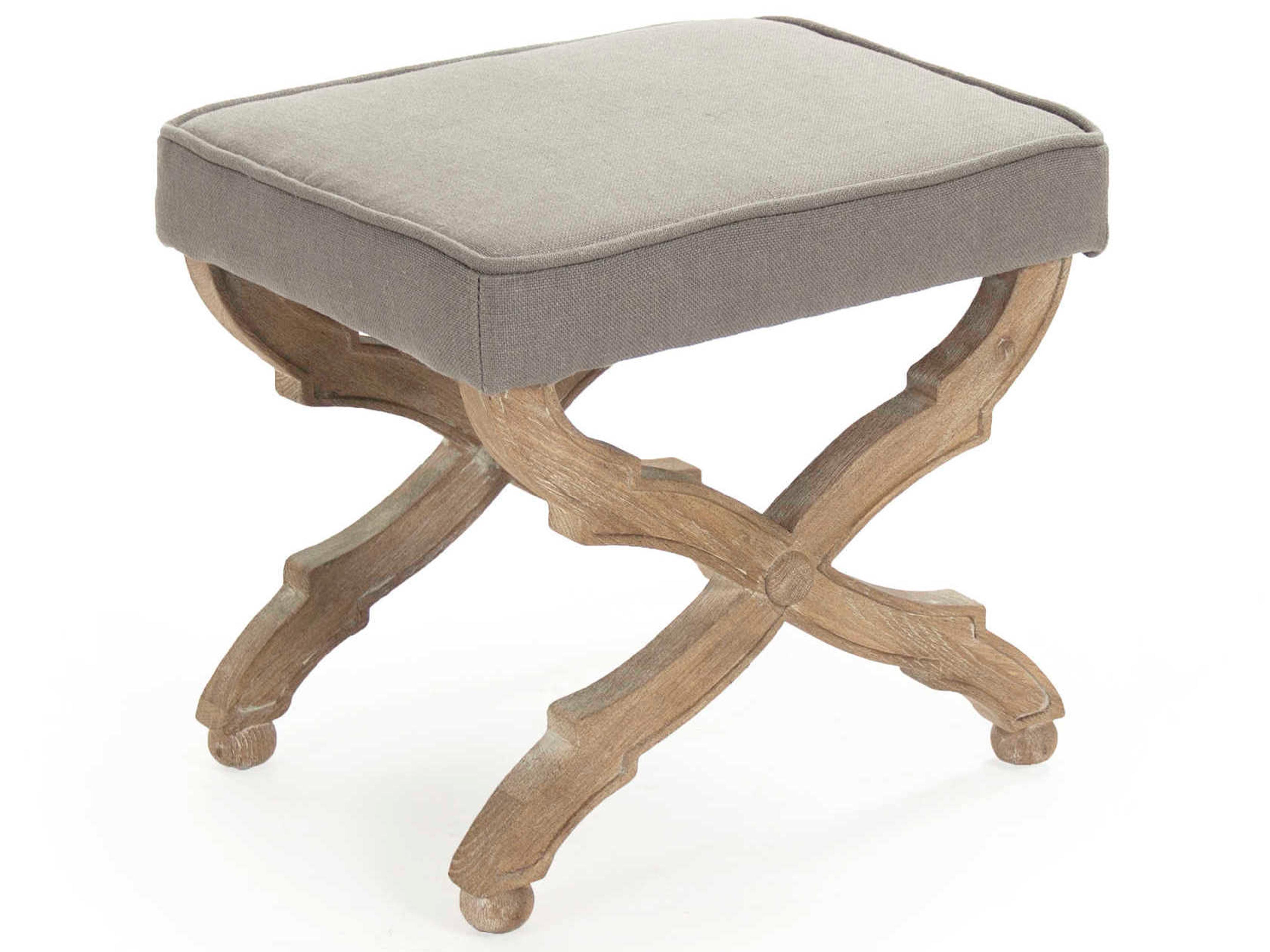Zentique Crescenzo Grey Linen Upholstered Accent Bench