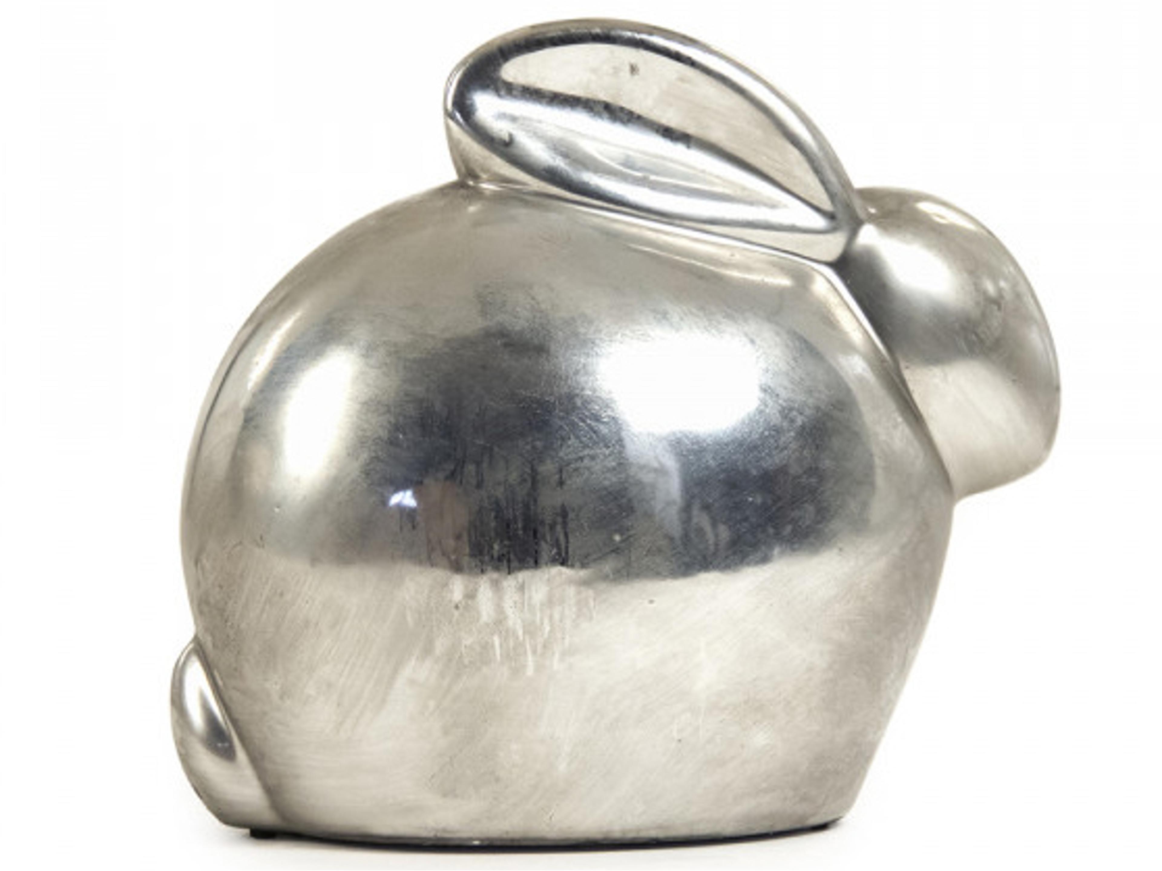 Distressed Metallic Silver Rabbit Decorative Accent