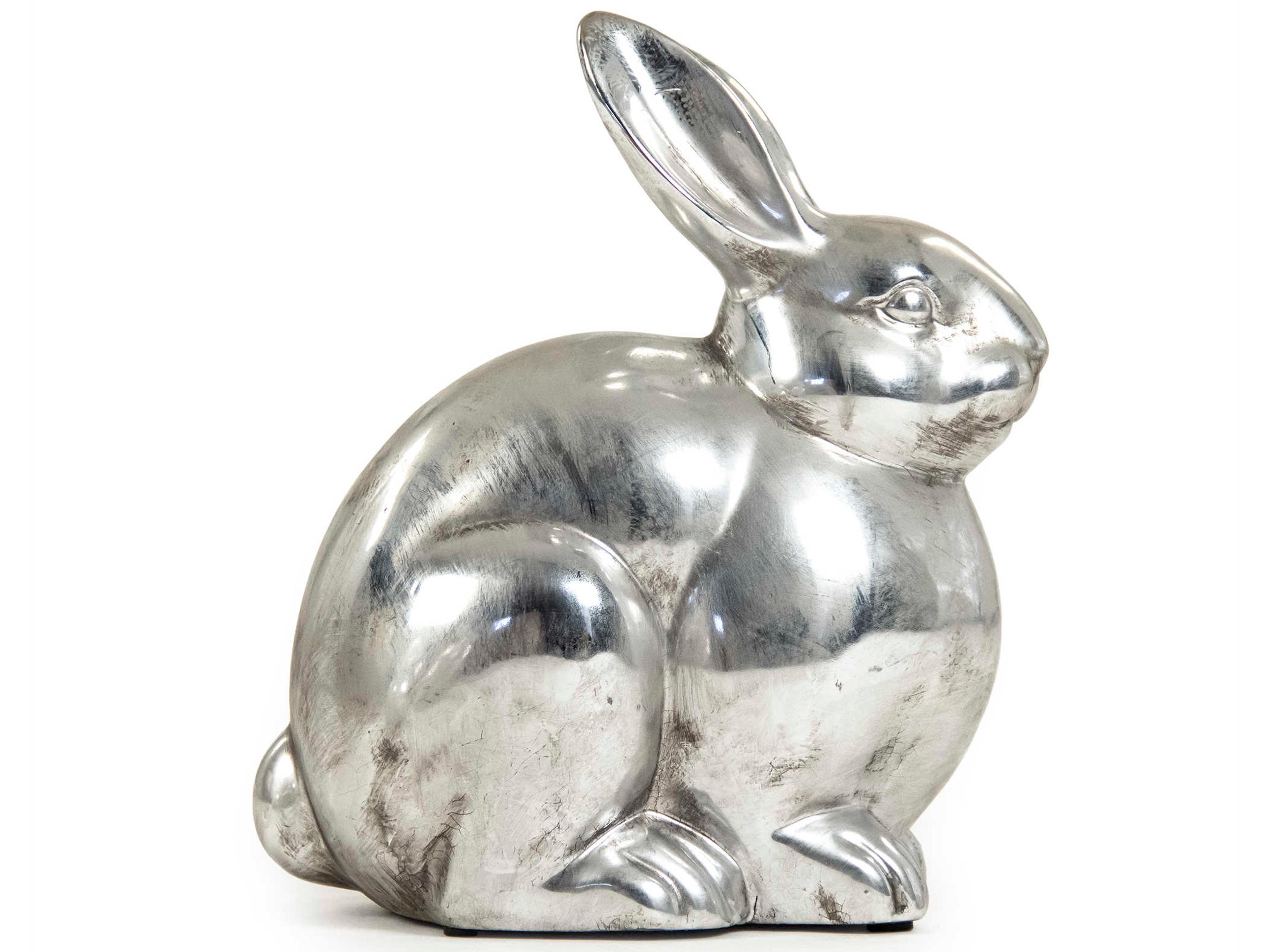 Zentique Distressed Metallic Silver 12" High Rabbit Decorative Accent