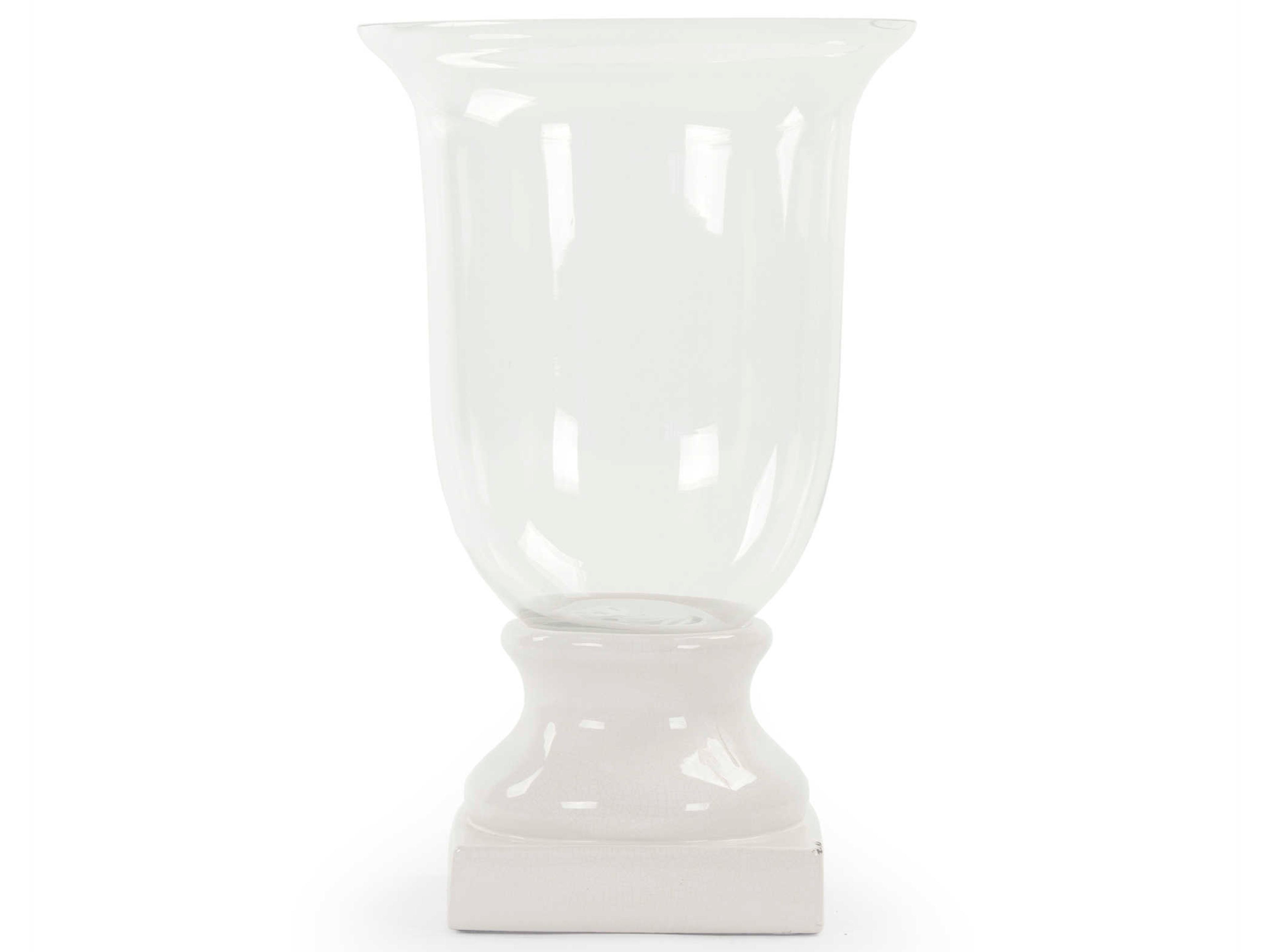 Zentique Glass Distressed Crackle White Decorative Accent