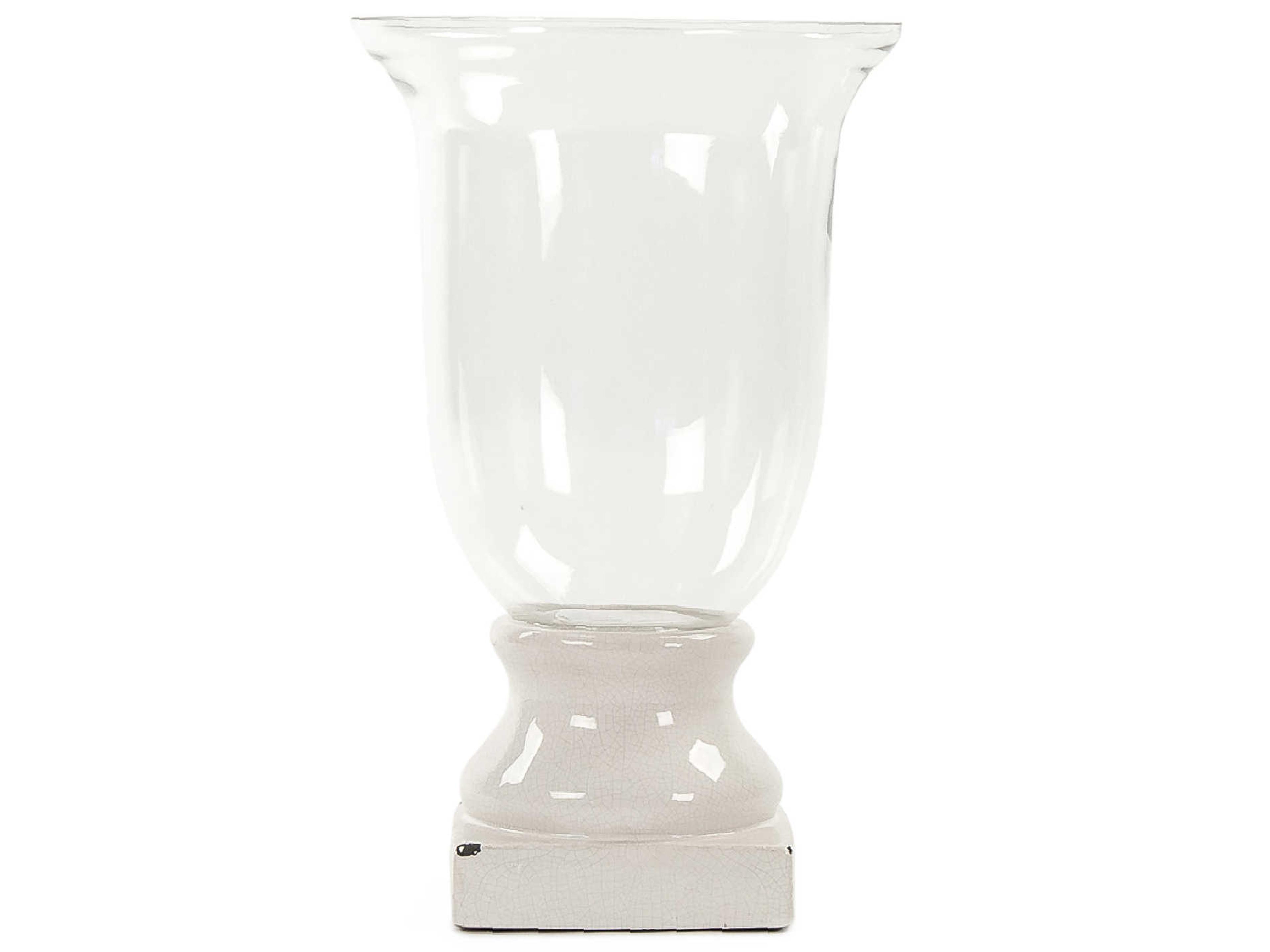 Zentique Distressed Crackle White 21" High Glass Decorative Accent