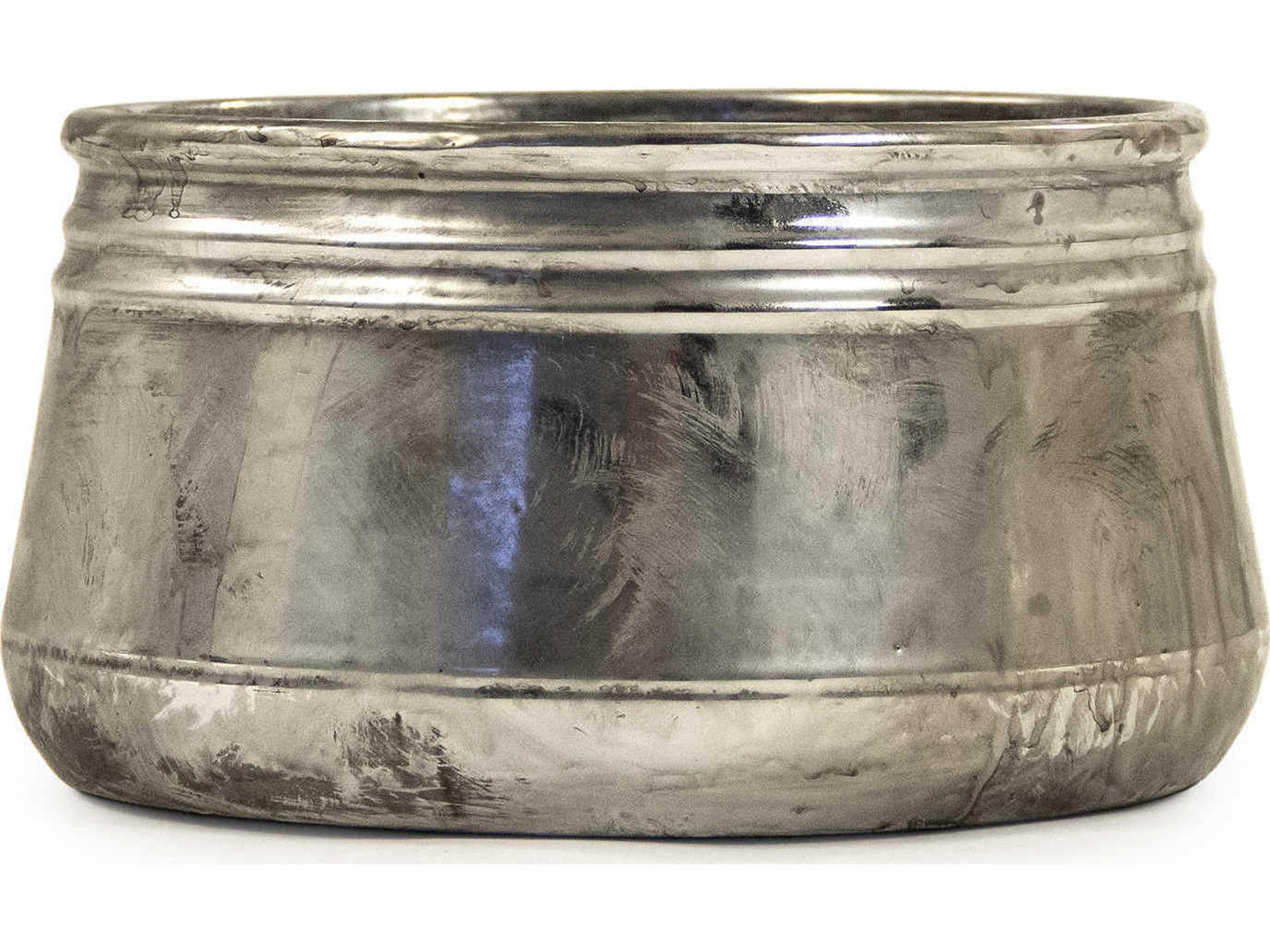 Zentique Distressed Metallic Silver 10" Decorative Bowl