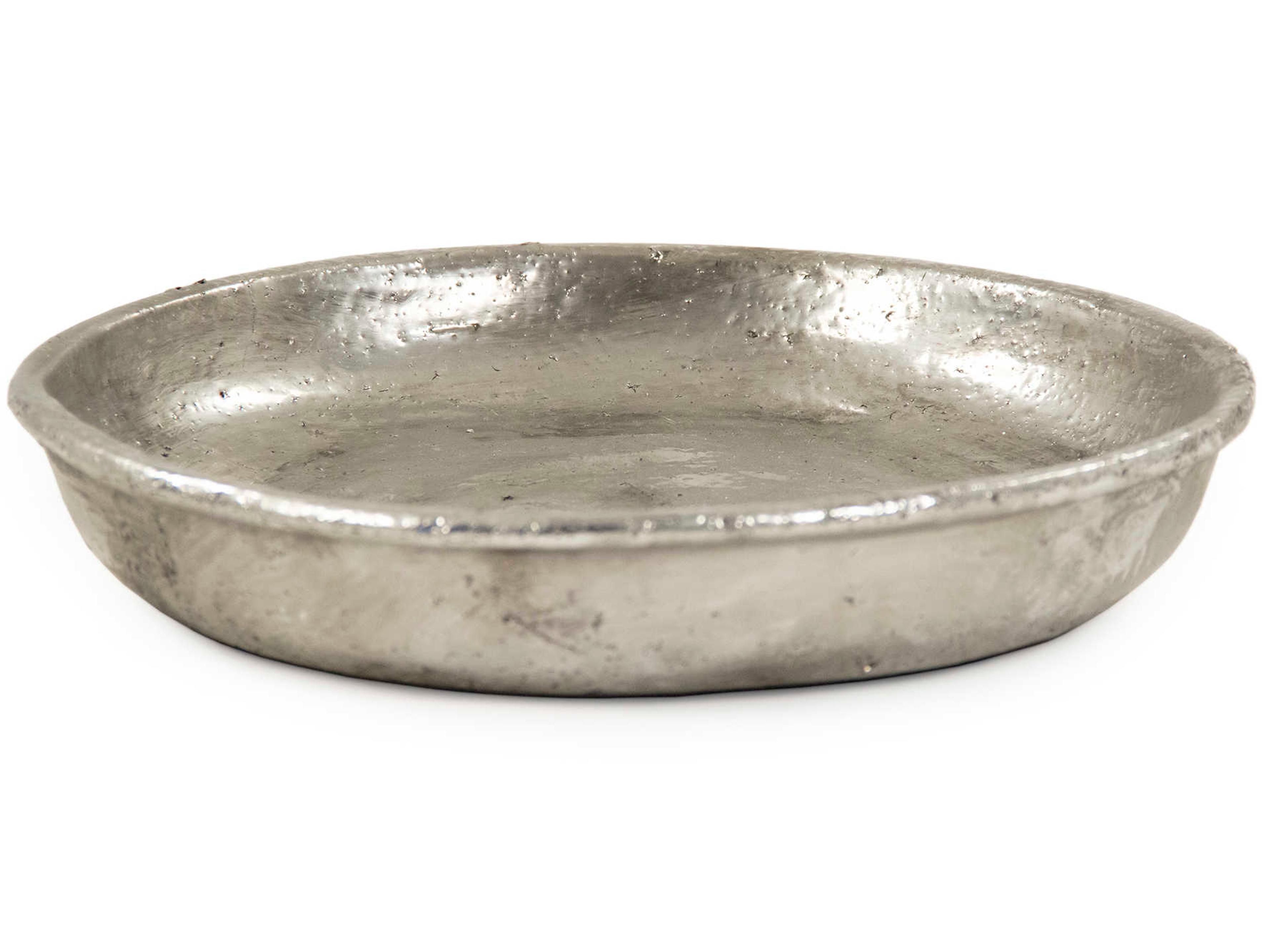 Distressed Metallic Silver Decorative Plate
