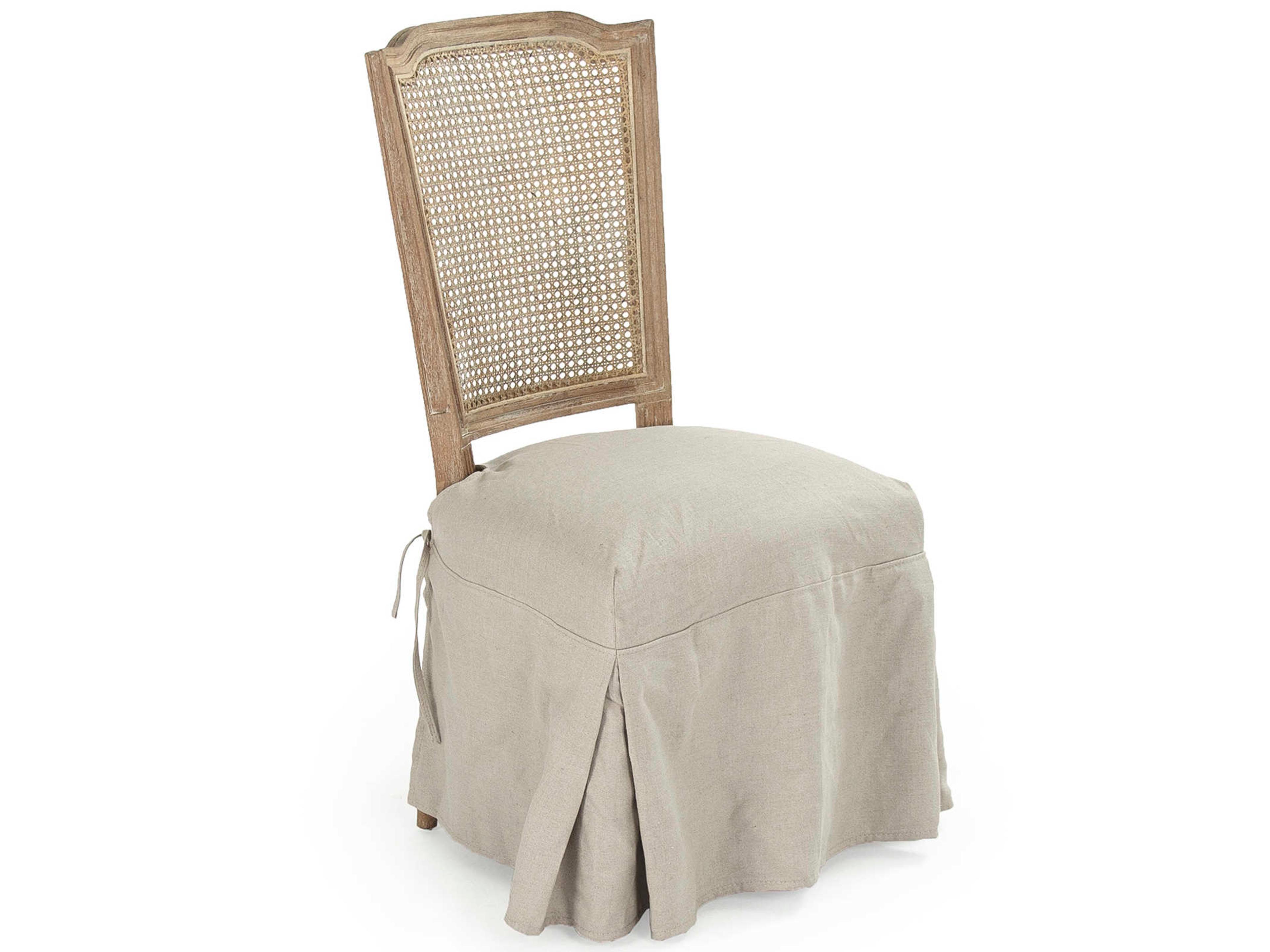 Oak Wood Beige Upholstered Side Dining Chair