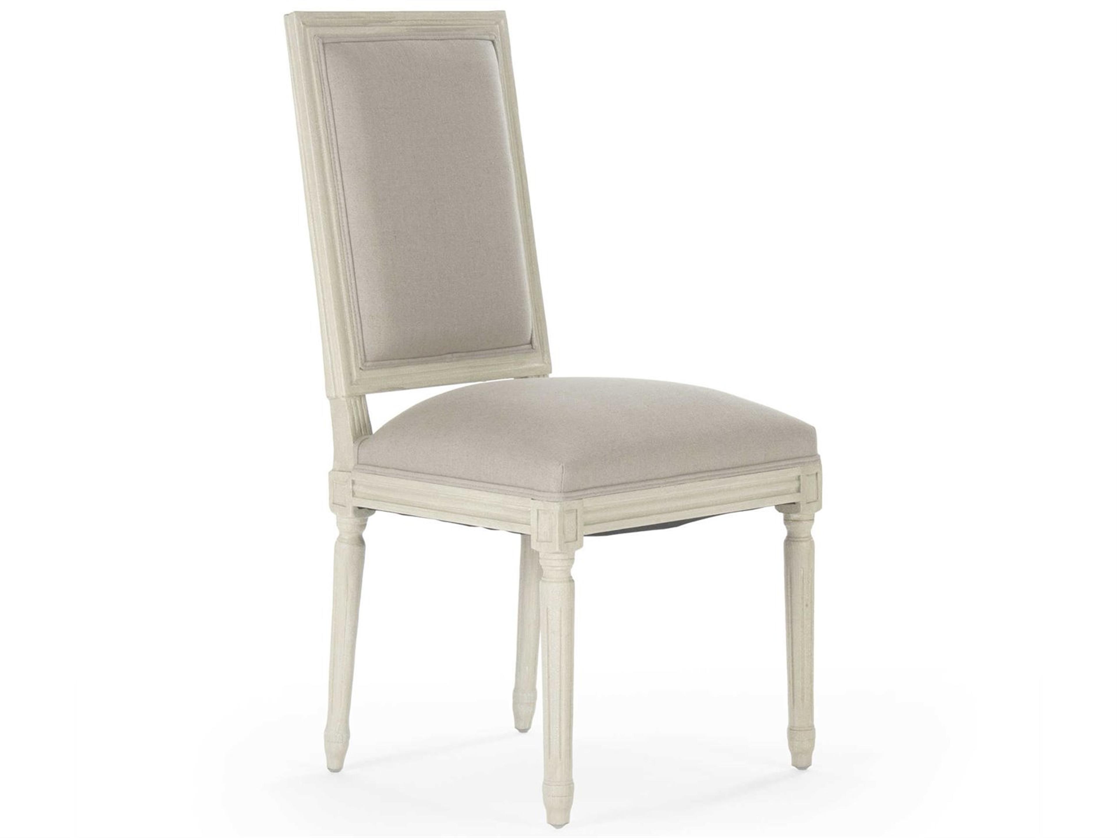 Zentique Louis Tufted Oak Wood Gray Upholstered Side Dining Chair
