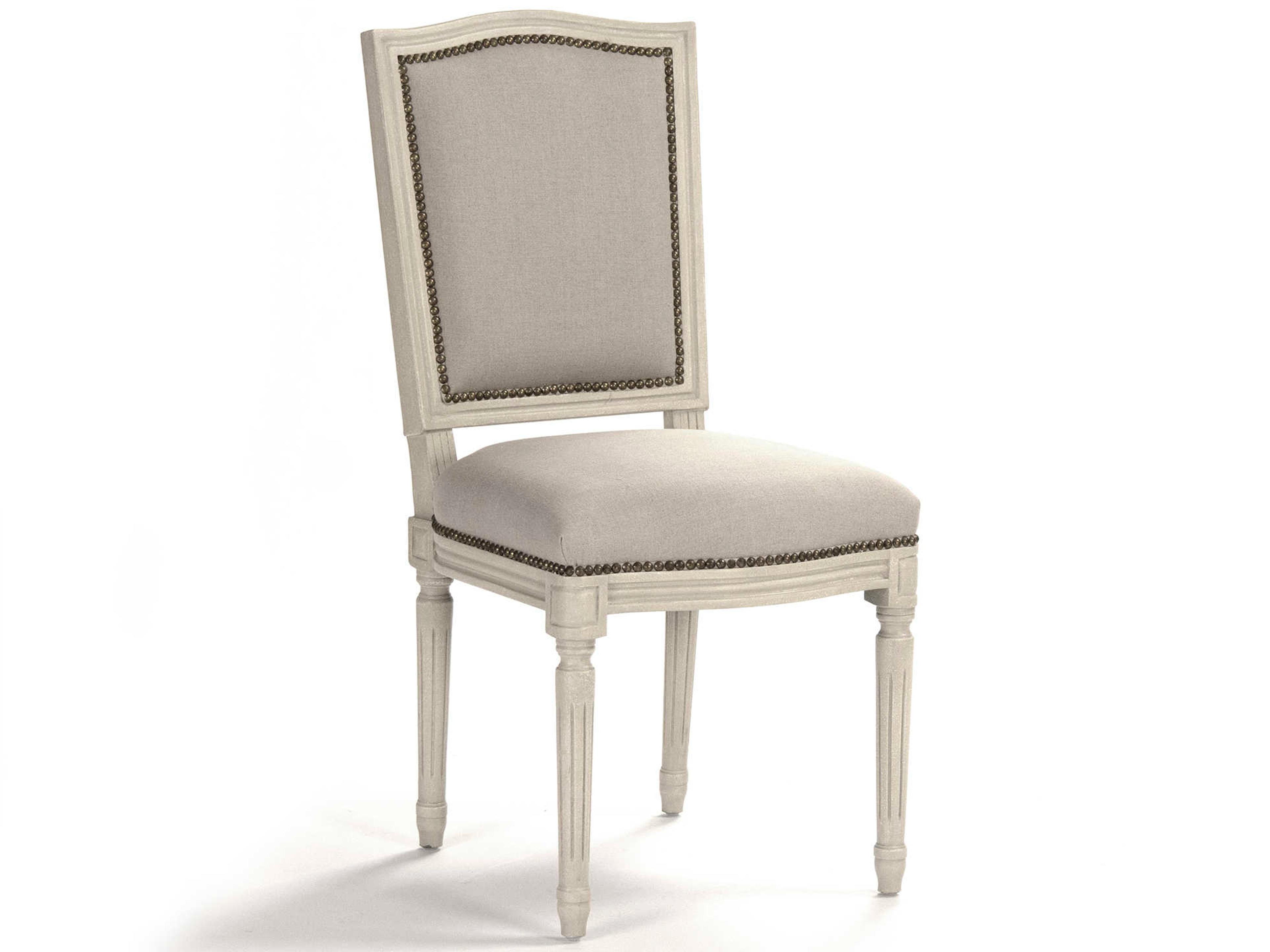 Zentique Birch Wood Beige Upholstered Side Dining Chair