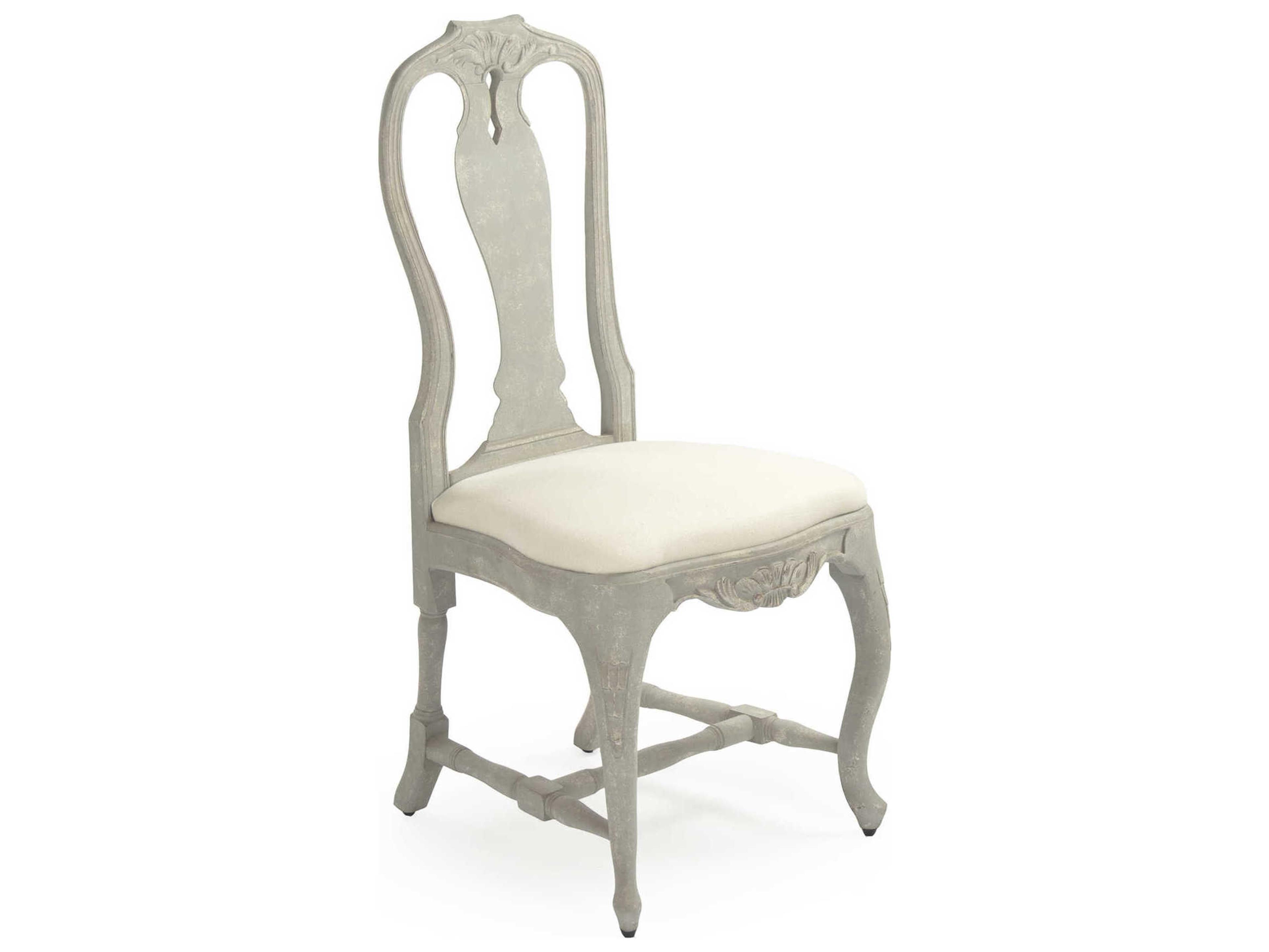 Zentique Birch Wood Blue Upholstered Side Dining Chair