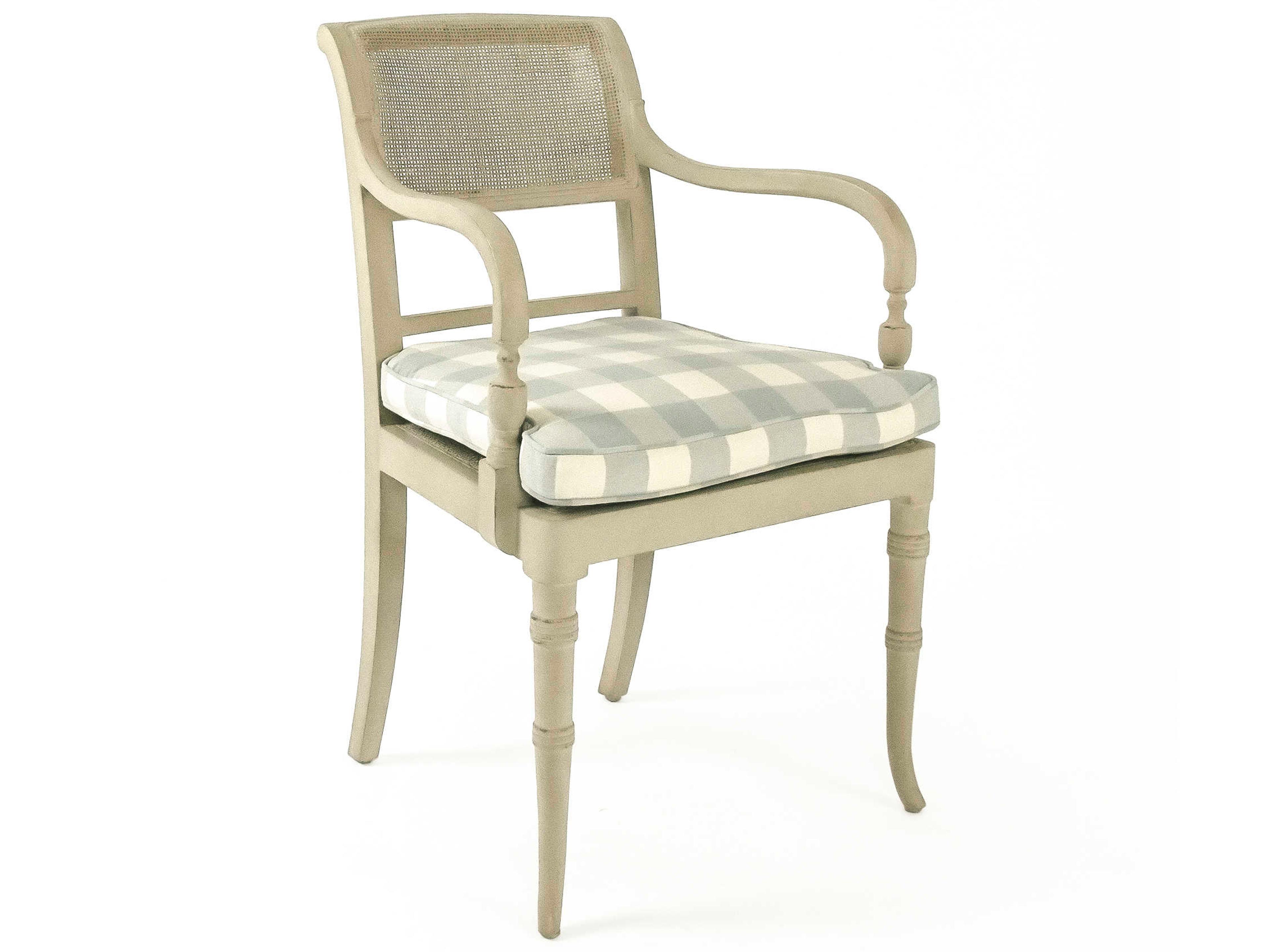 Zentique Birch Wood Beige Upholstered Arm Dining Chair