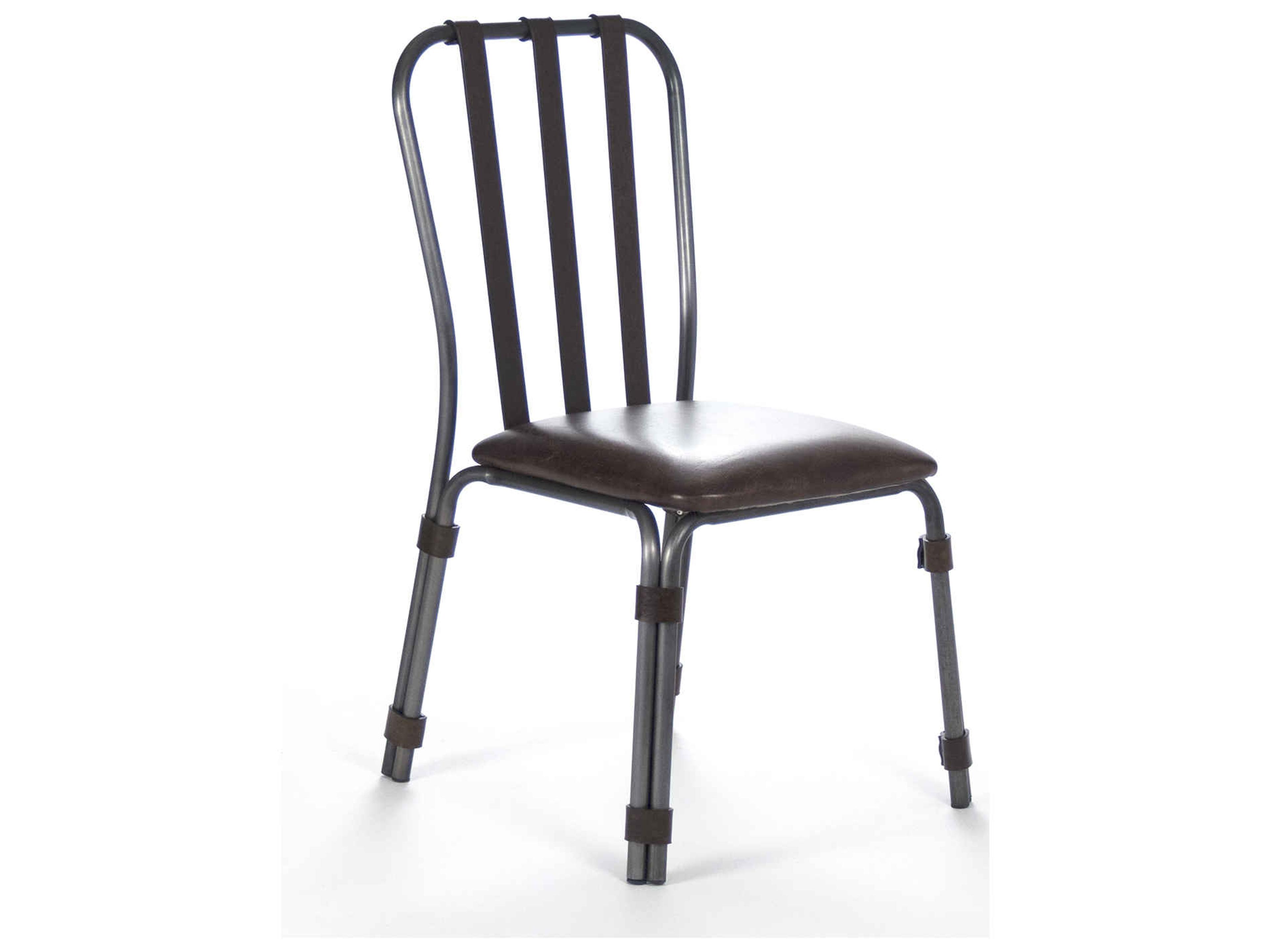 Zentique Brown Leather Side Dining Chair