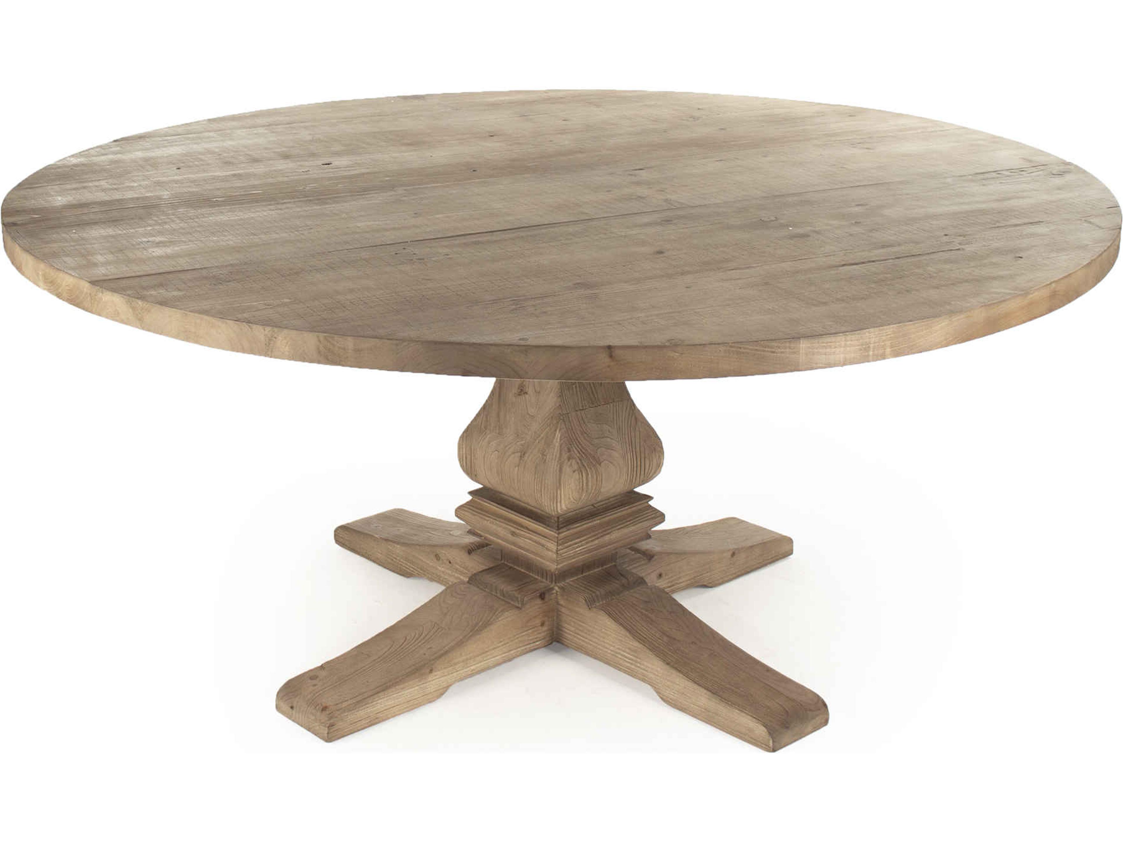 Max Round Wood Brown Pine Dining Table