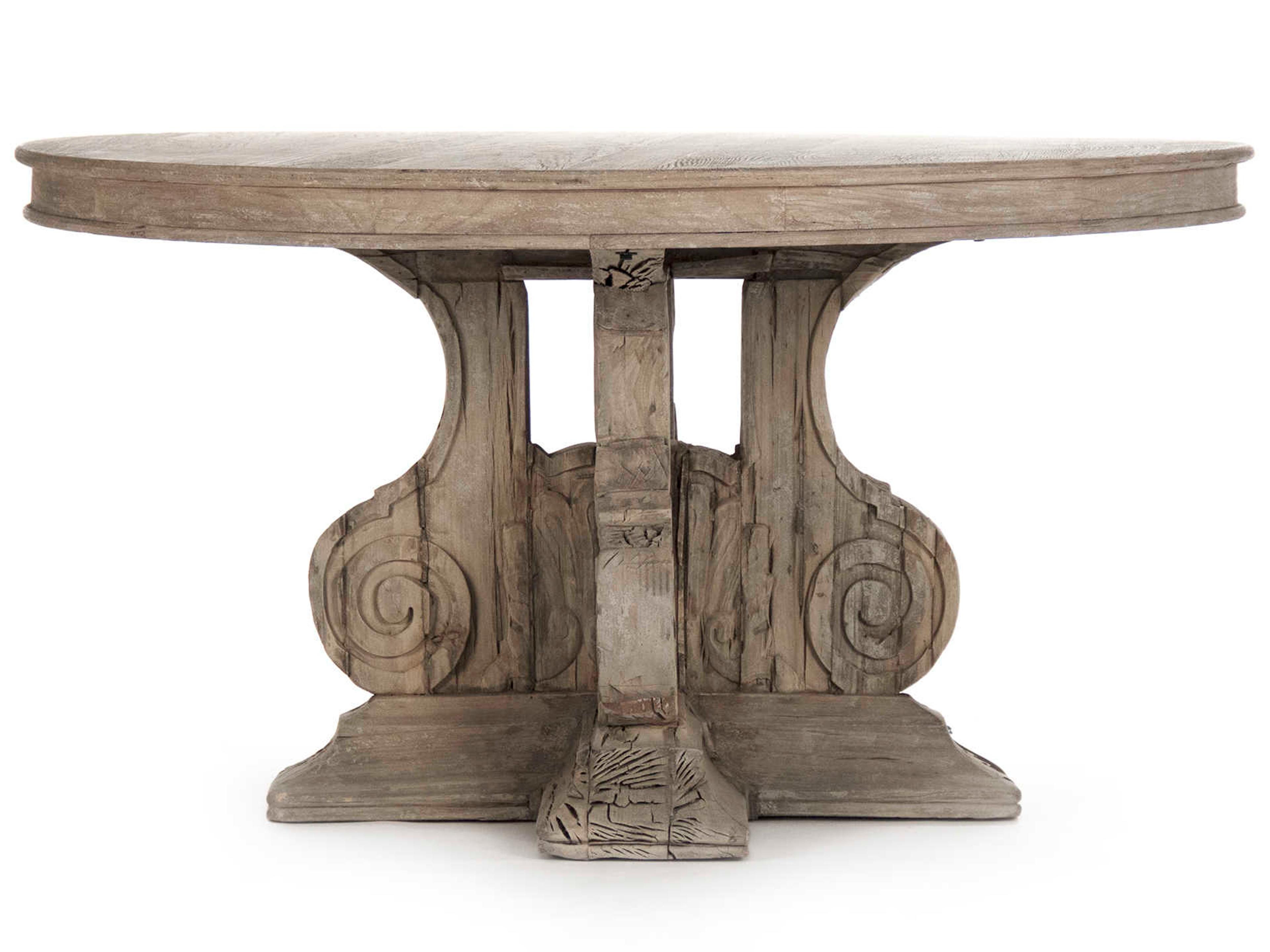 Zentique Round Wood Weathered Dining Table