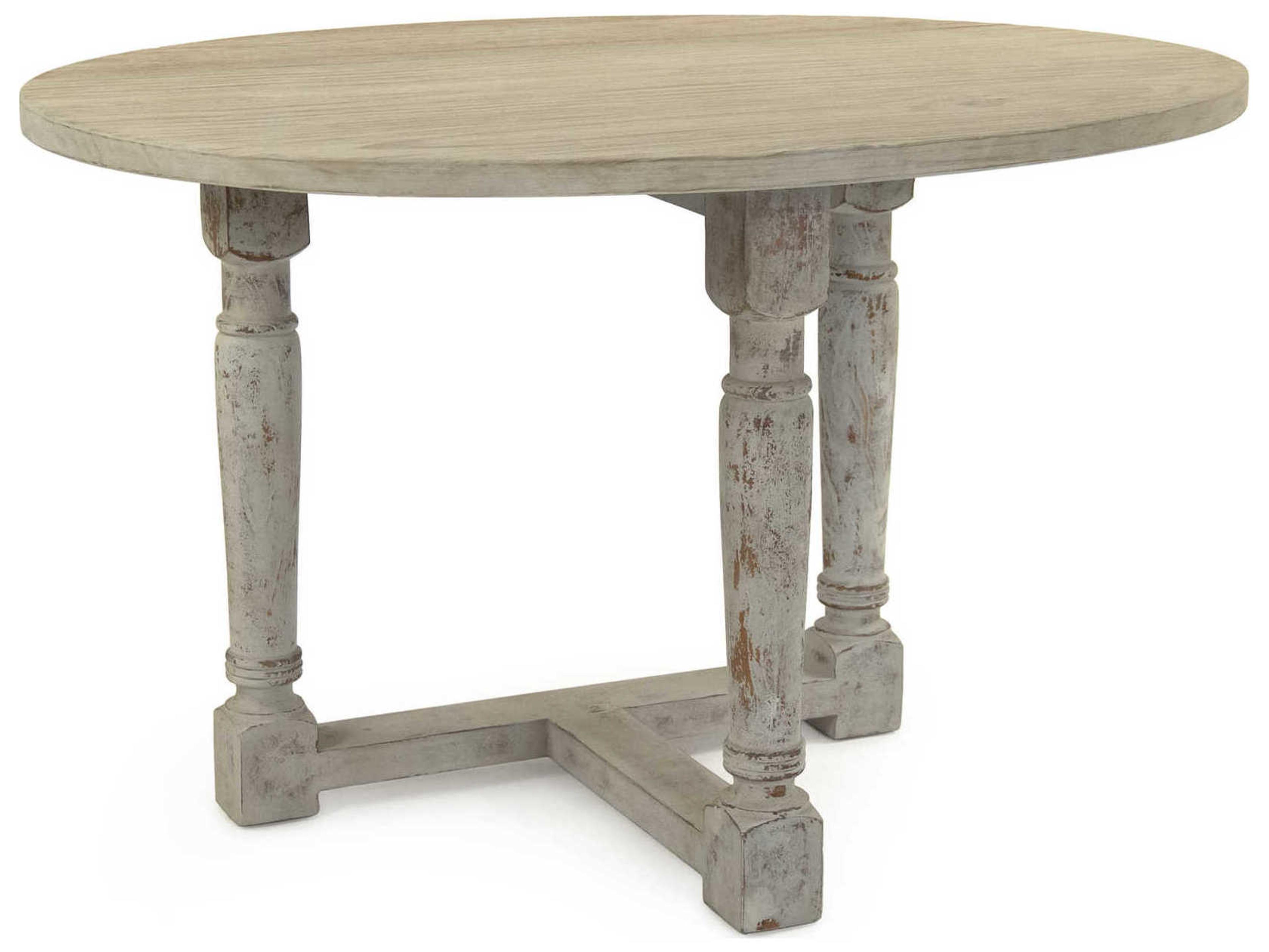 Oval Wood Natural Distressed Grey Dining Table