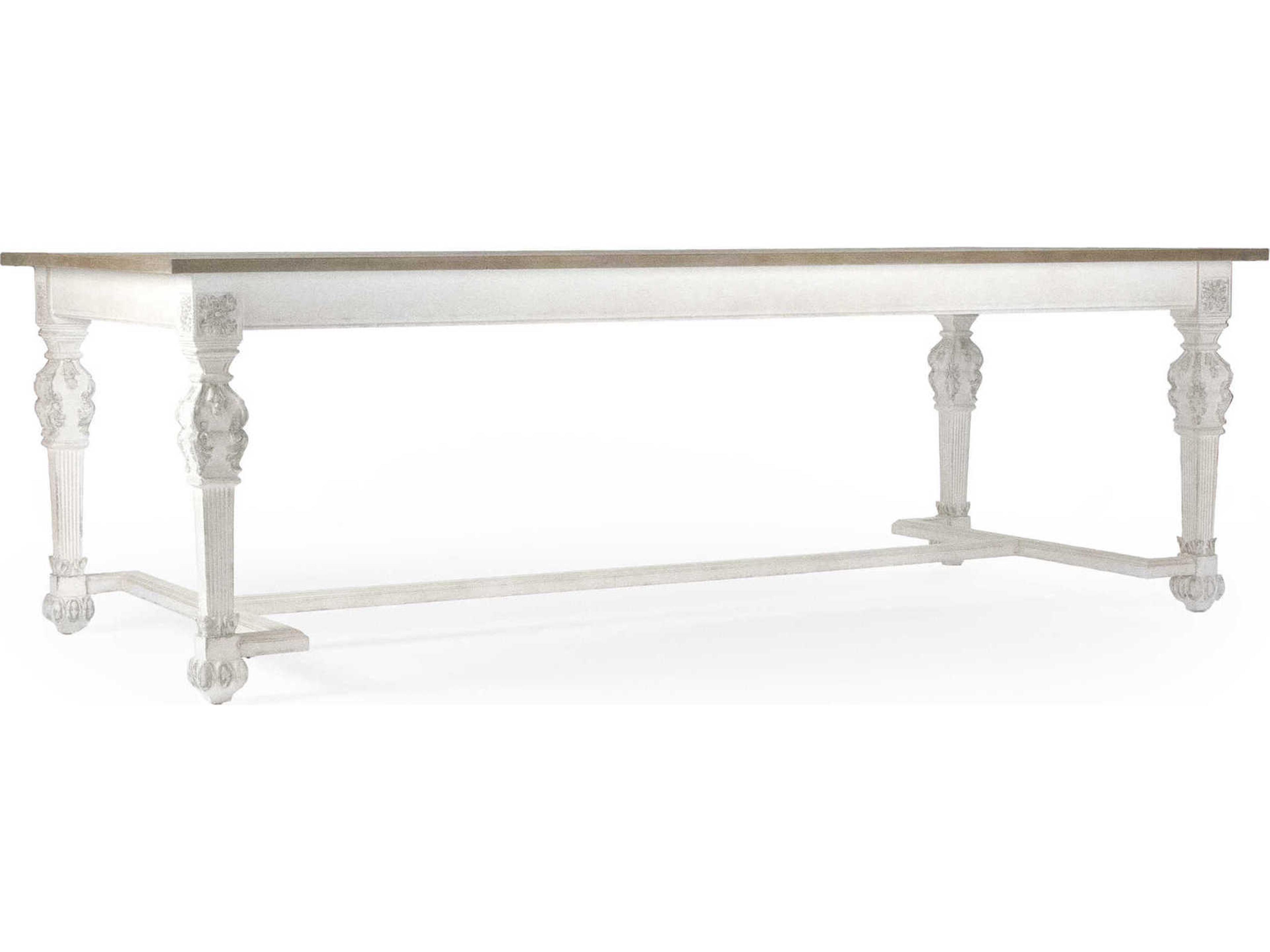 Rectangular Wood Natural Distressed White Dining Table