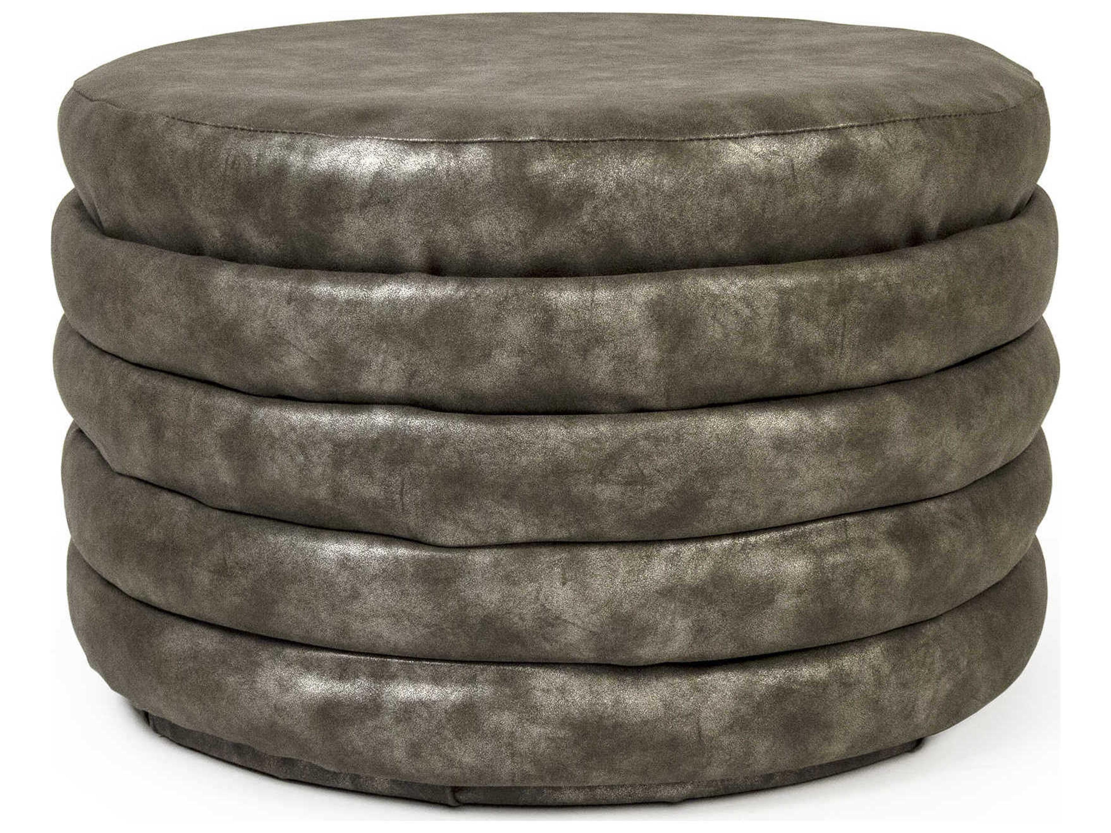 Distressed Grey Ottoman