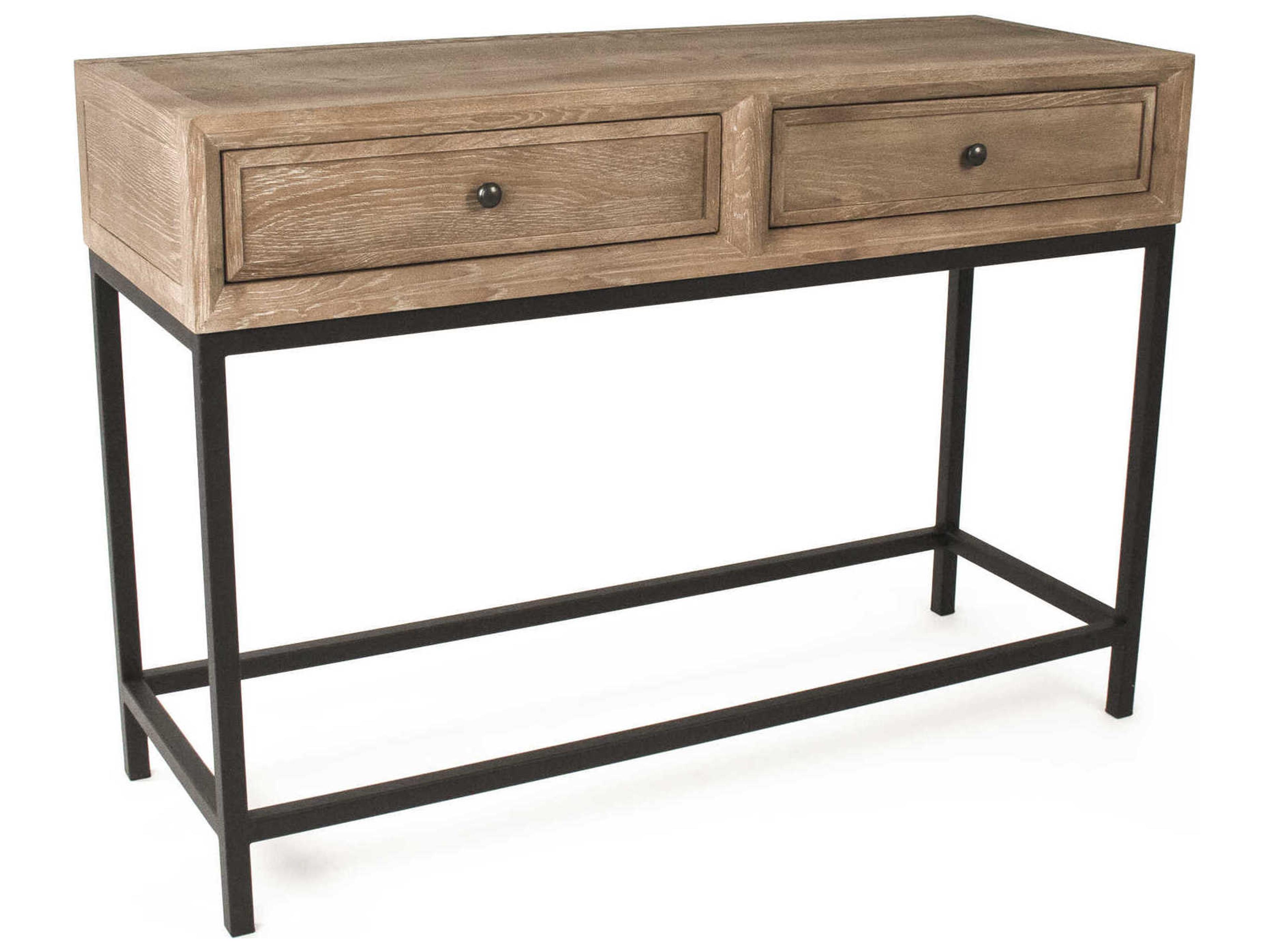 Finneas Rectangular Wood Limed Grey Oak Console Table