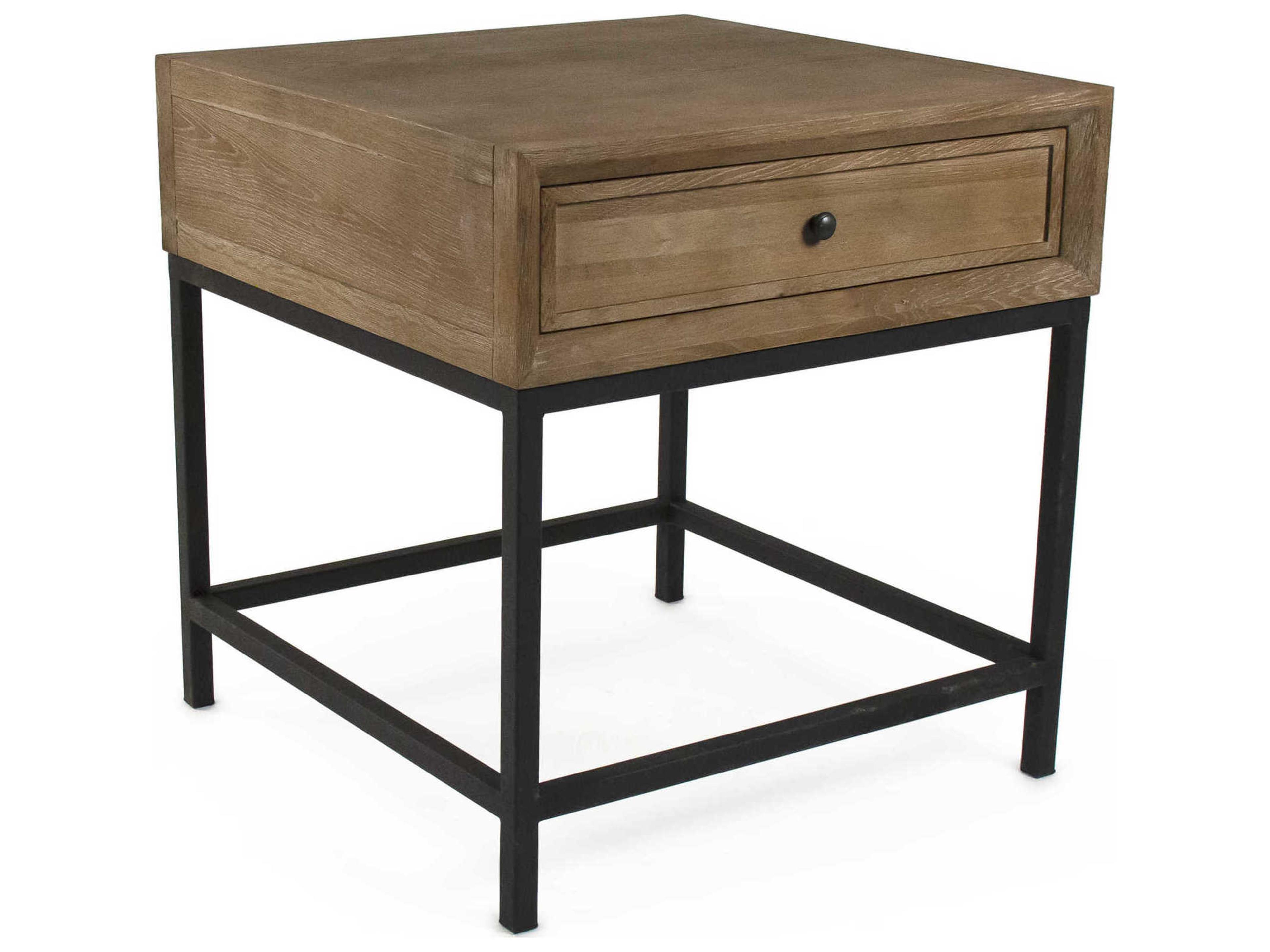 Finneas Square Wood Limed Grey Oak End Table