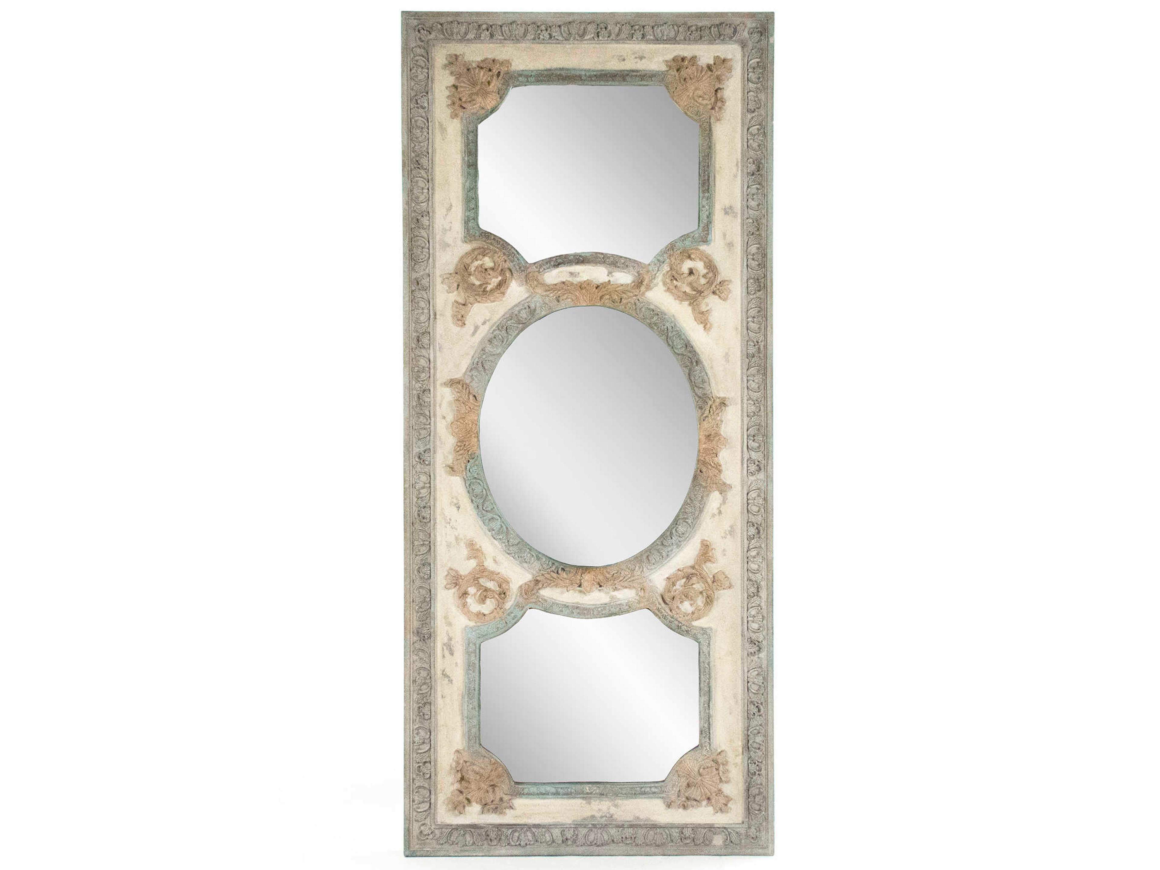 Zentique Theon Distressed Sage Greentique Cream Floor Mirror
