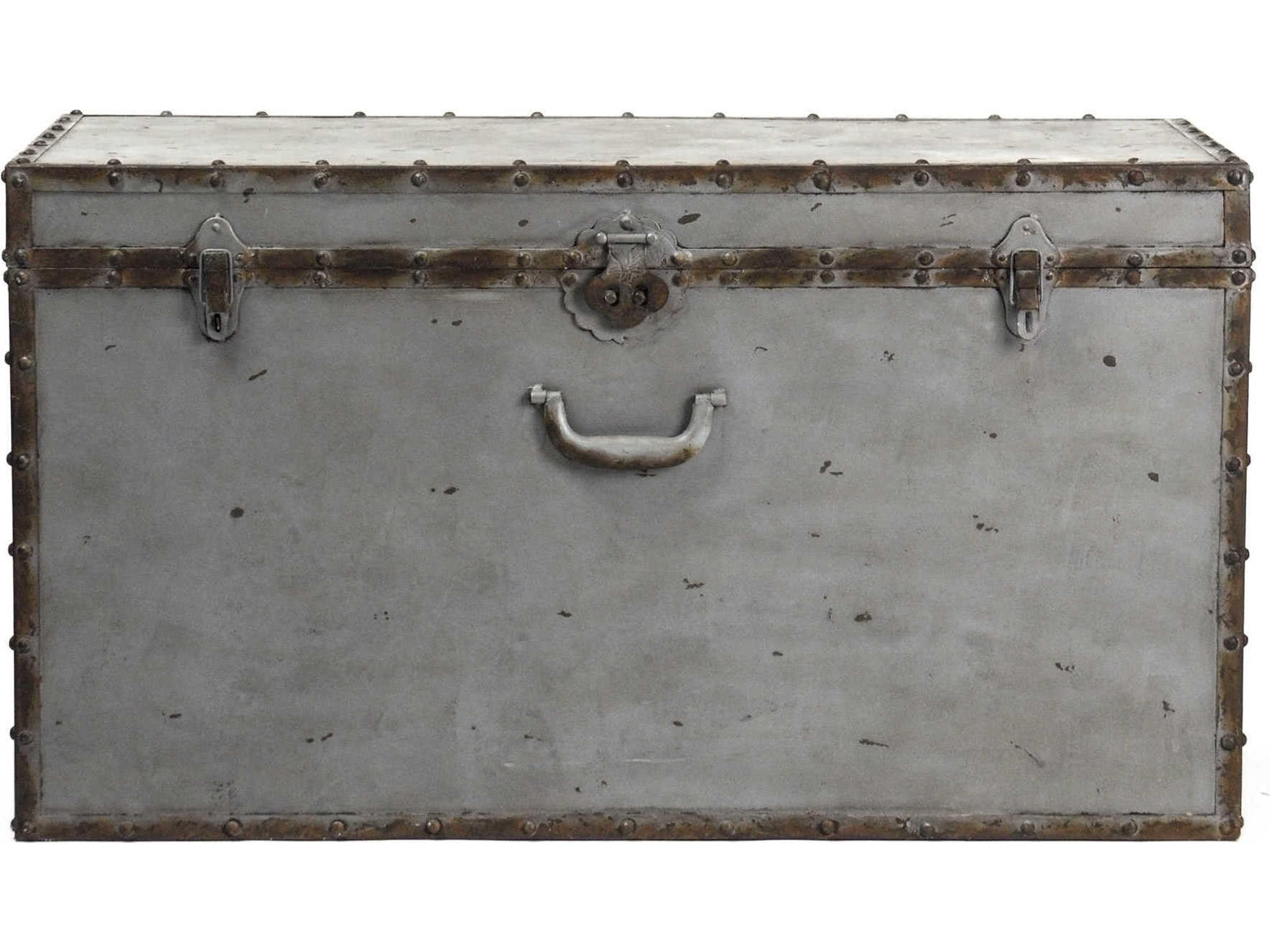 Zentique Rustic Zinc Gray Storage Trunk