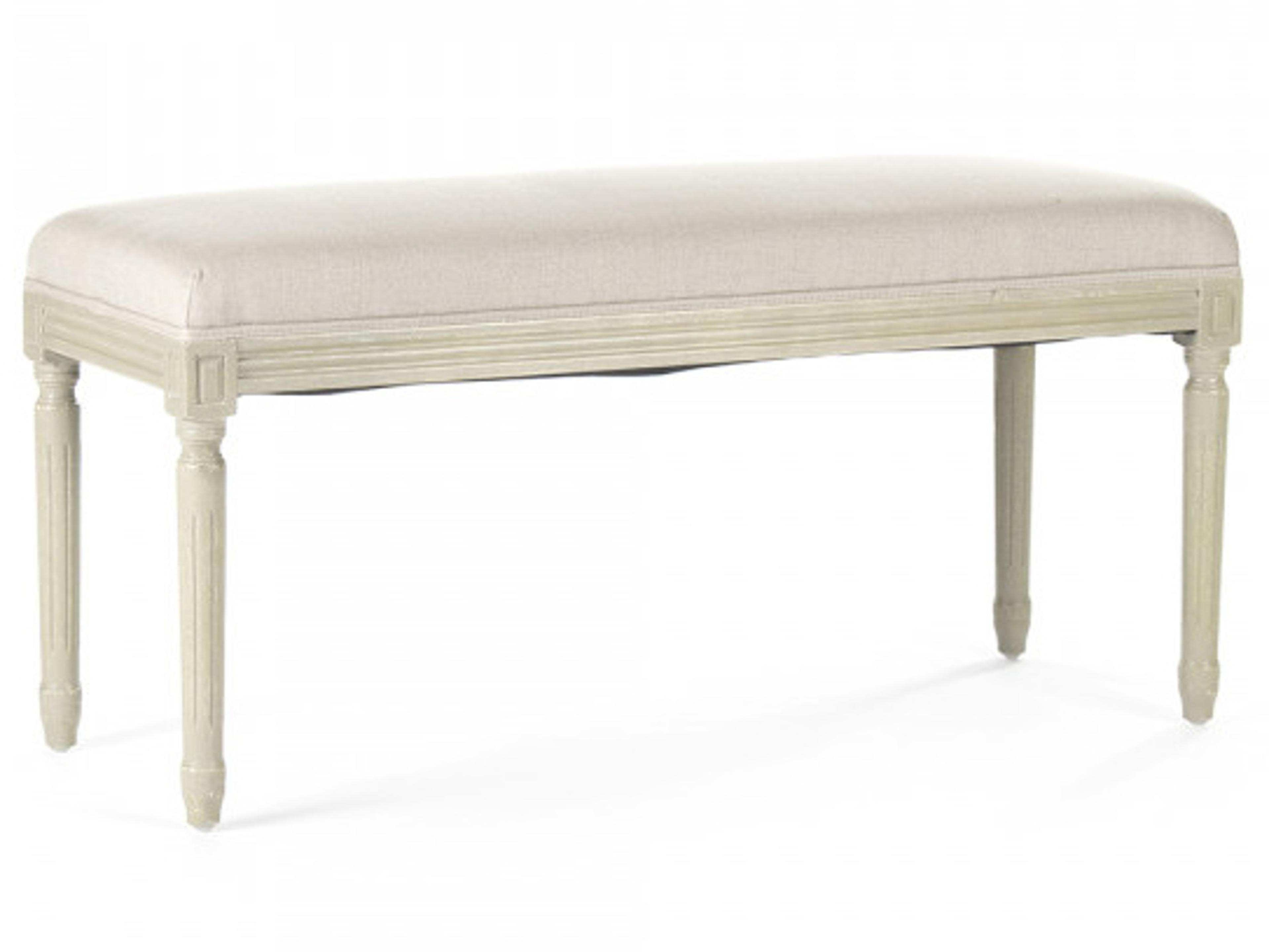 Lille Natural Linen White Upholstered Accent Bench