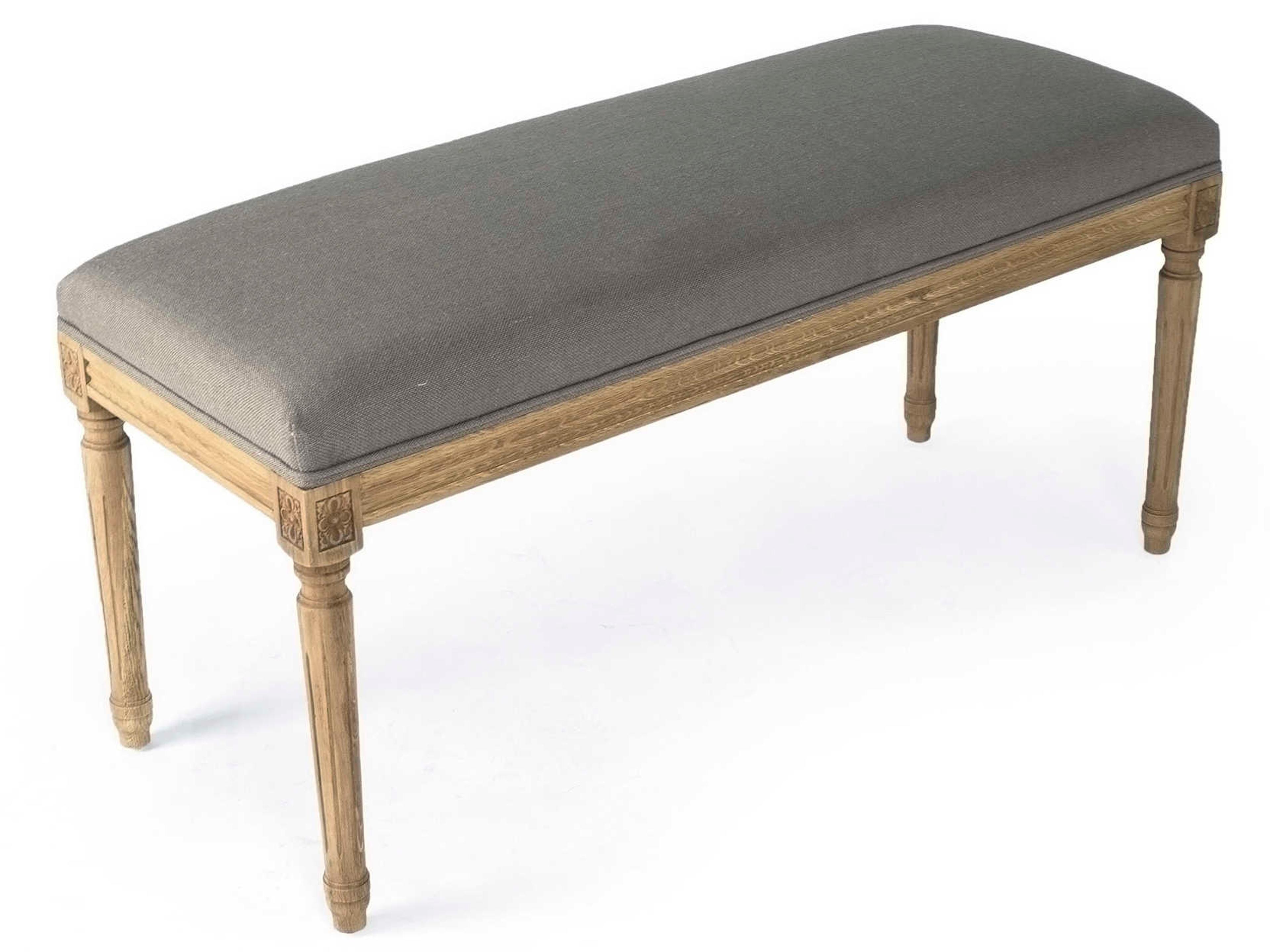 Lille Grey Linen Upholstered Accent Bench