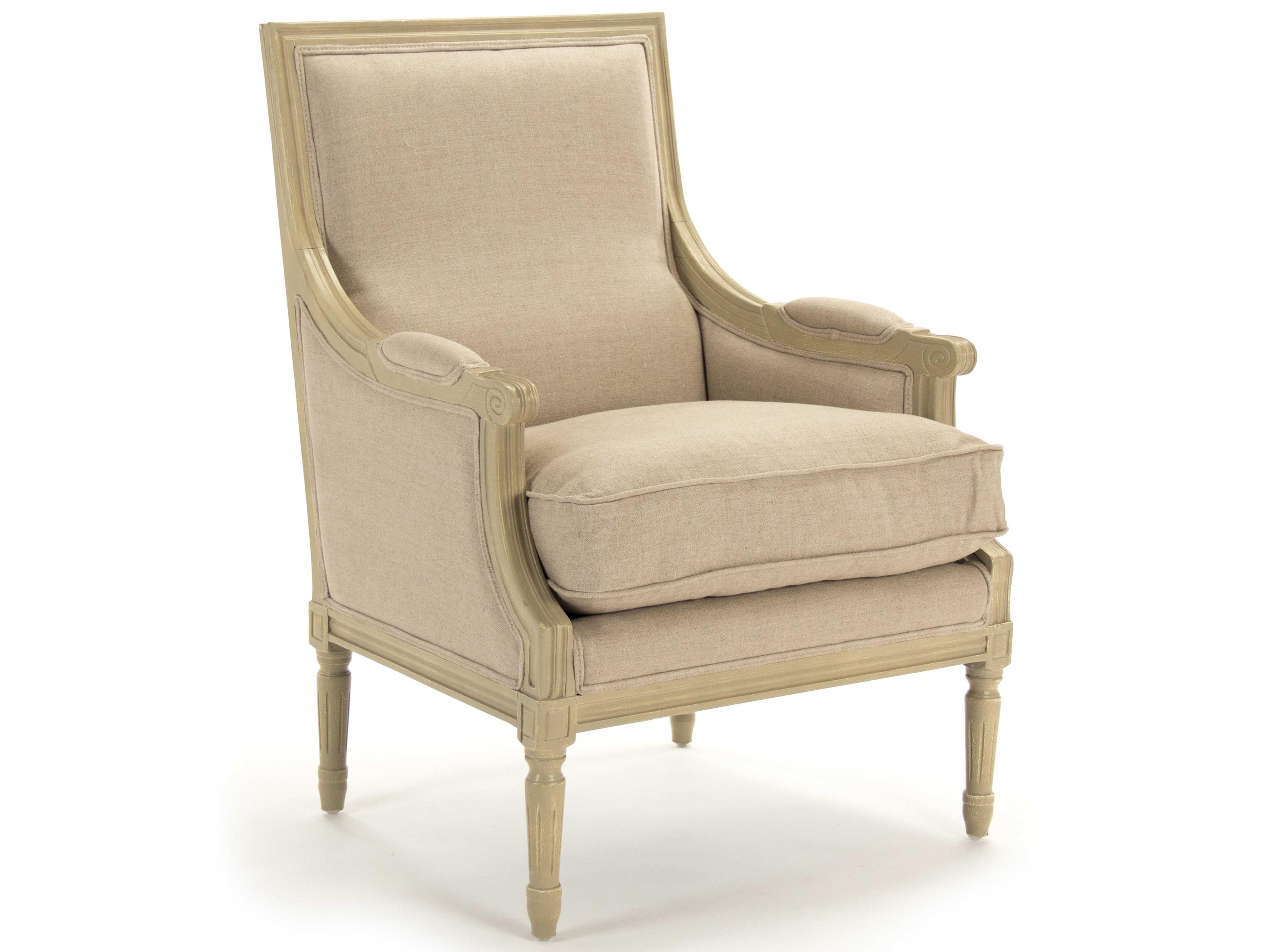 Zentique Louis Beige Fabric Accent Chair
