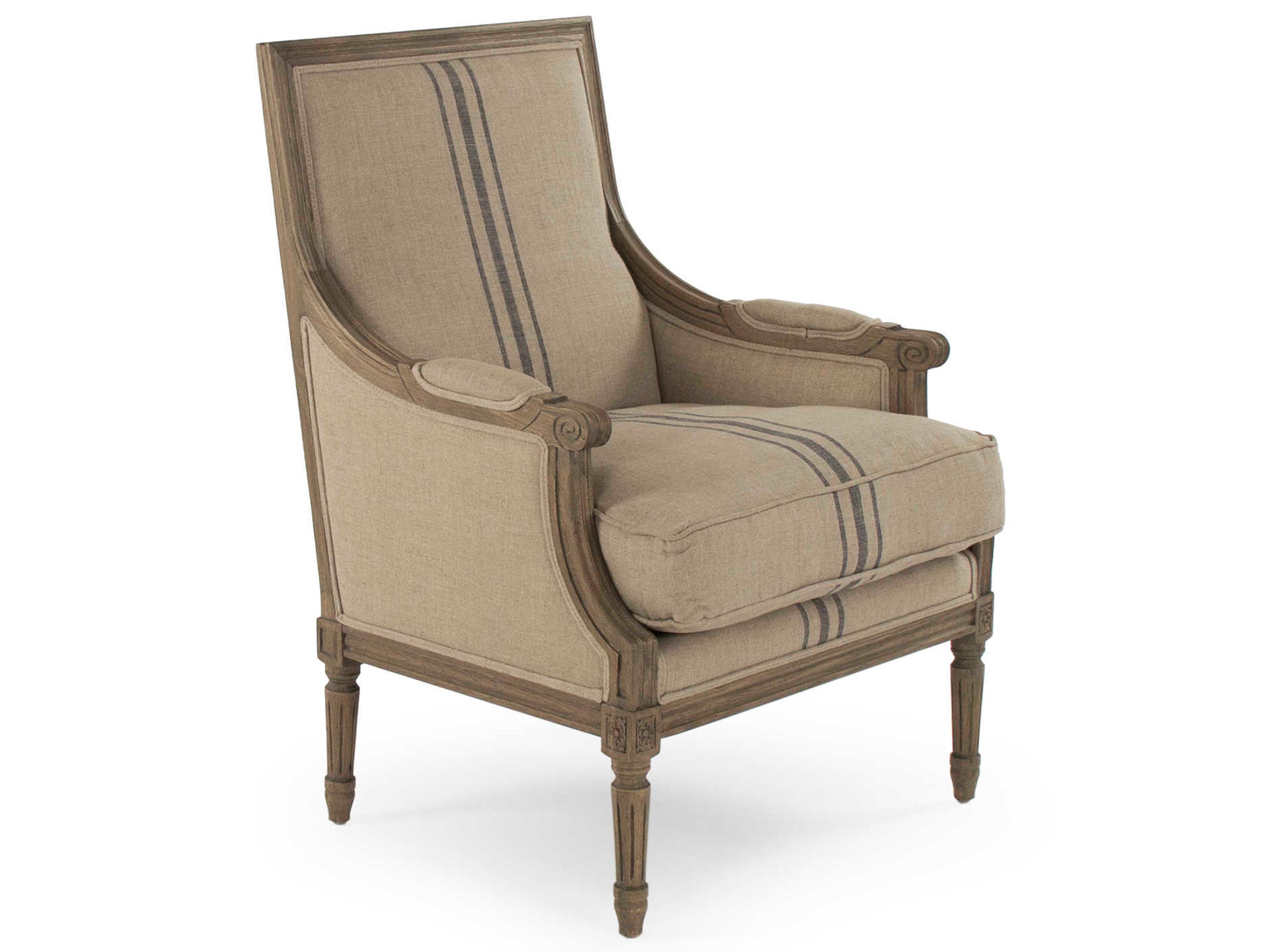 Zentique Louis Blue Fabric Accent Chair