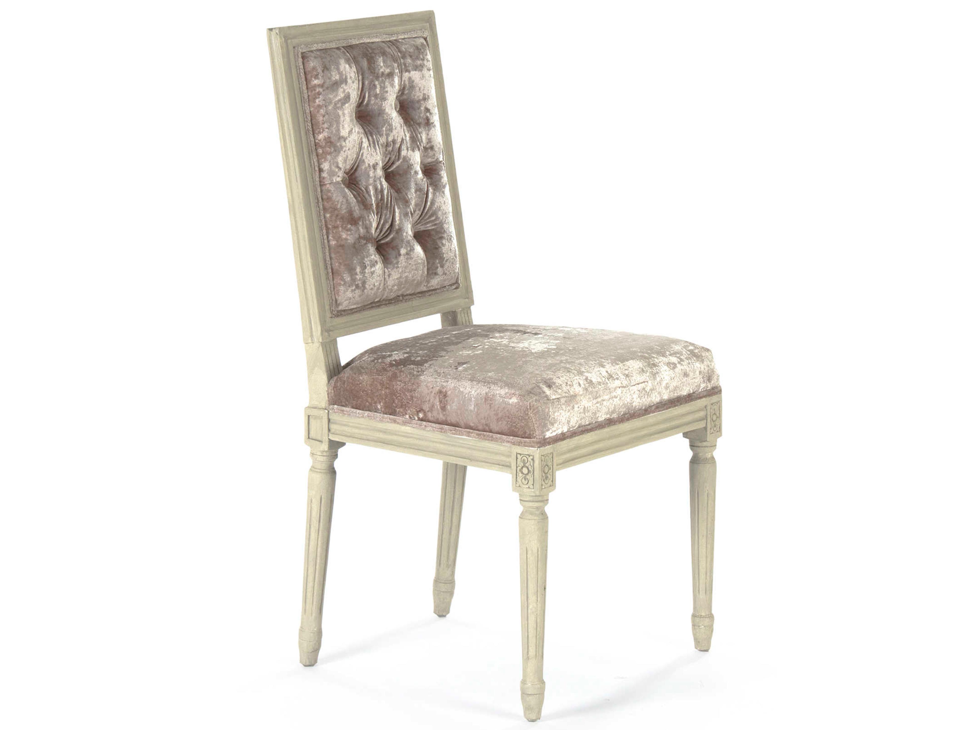 Louis Birch Wood Gray Upholstered Side Dining Chair