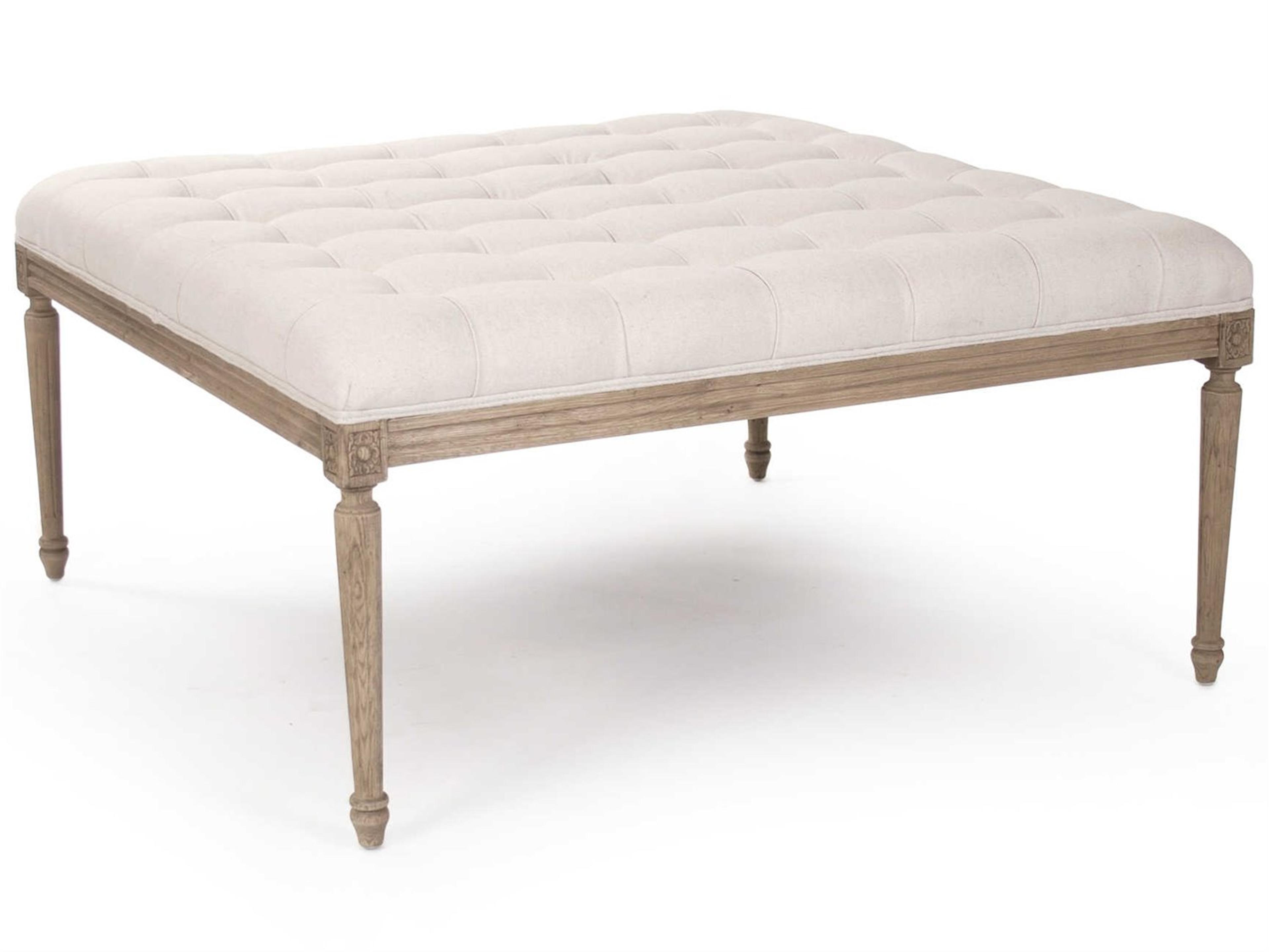 Louis White Upholstered Tufted Ottoman