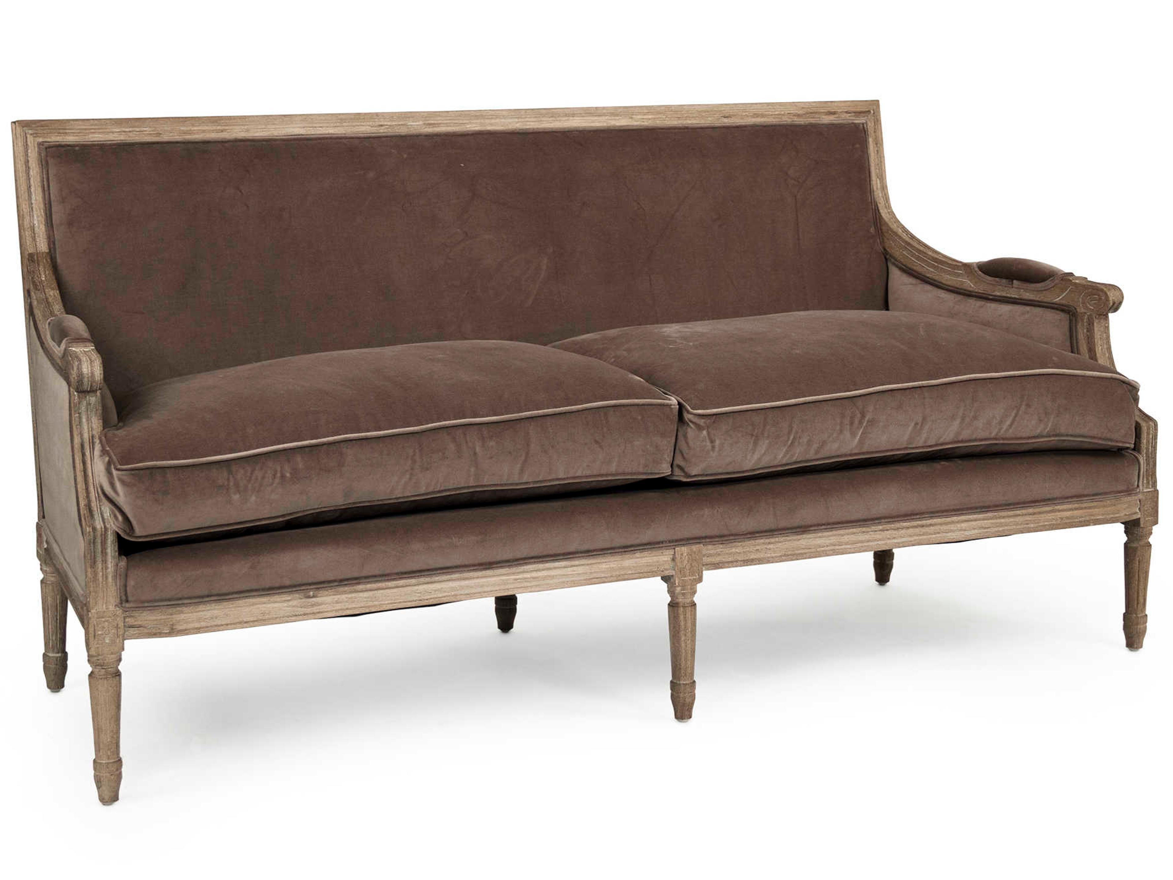 Louis Brown Velvet Upholstered Loveseat