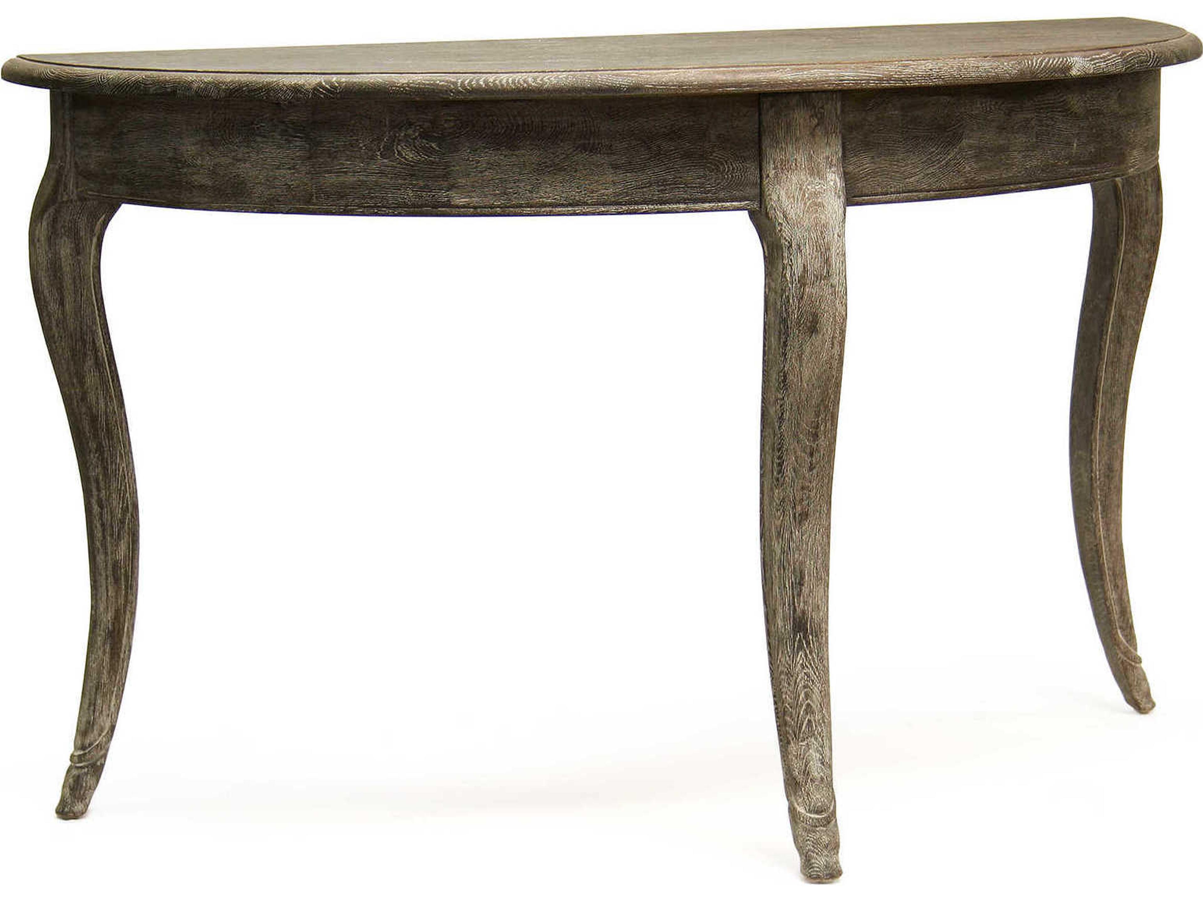 Maison Demilune Wood Limed Charcoal Console Table