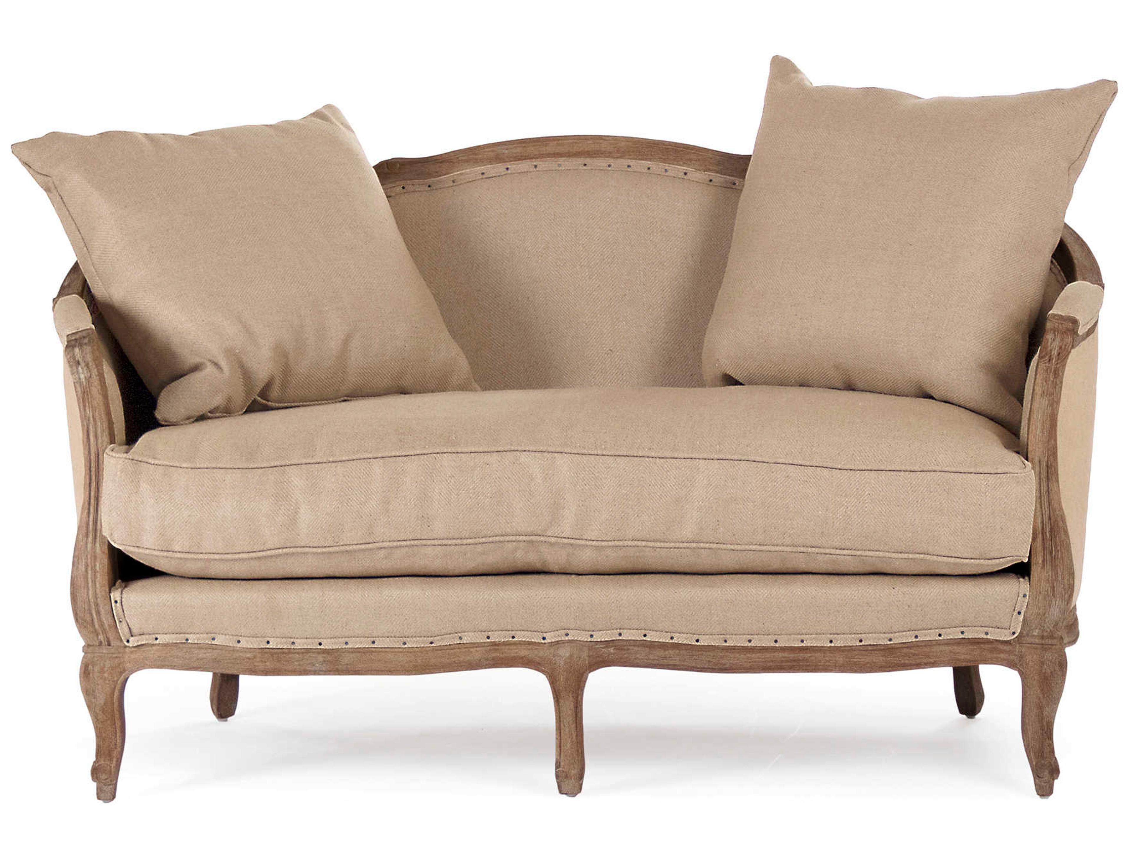 Maison Hemp Linen Brown Upholstered Loveseat