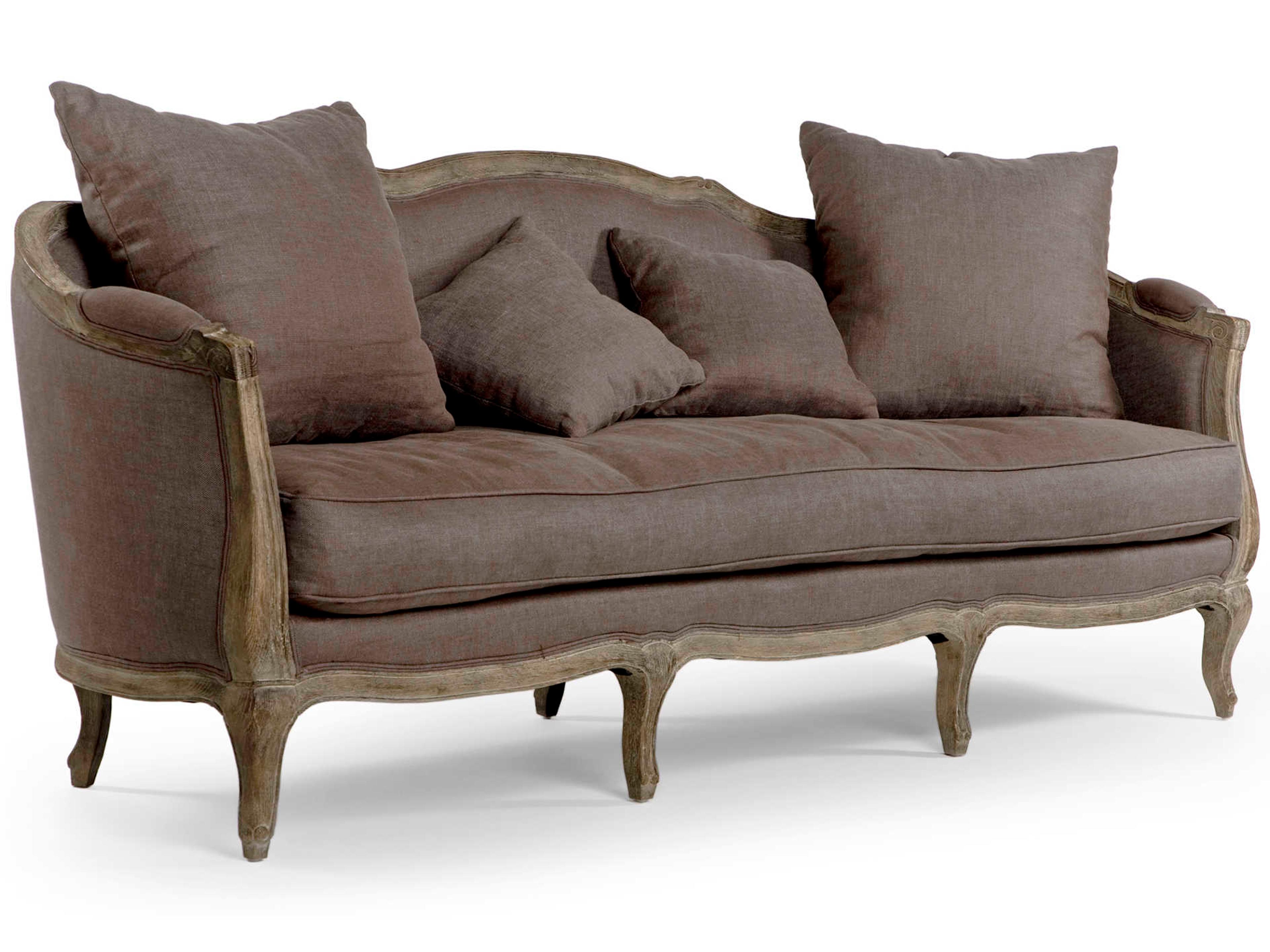 Maison Aubergine Linen Brown Upholstered Sofa