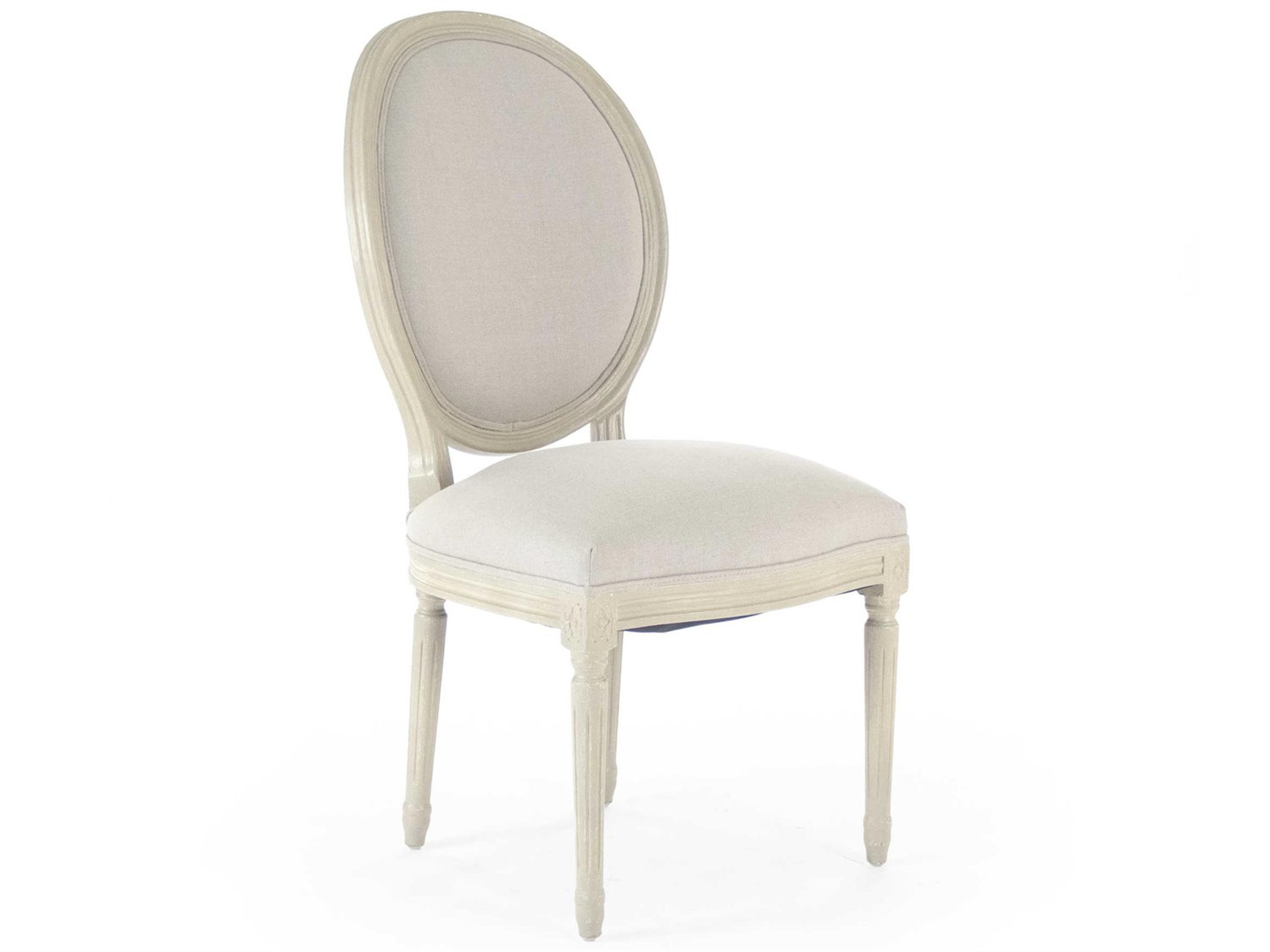 Medallion Birch Wood White Upholstered Side Dining Chair