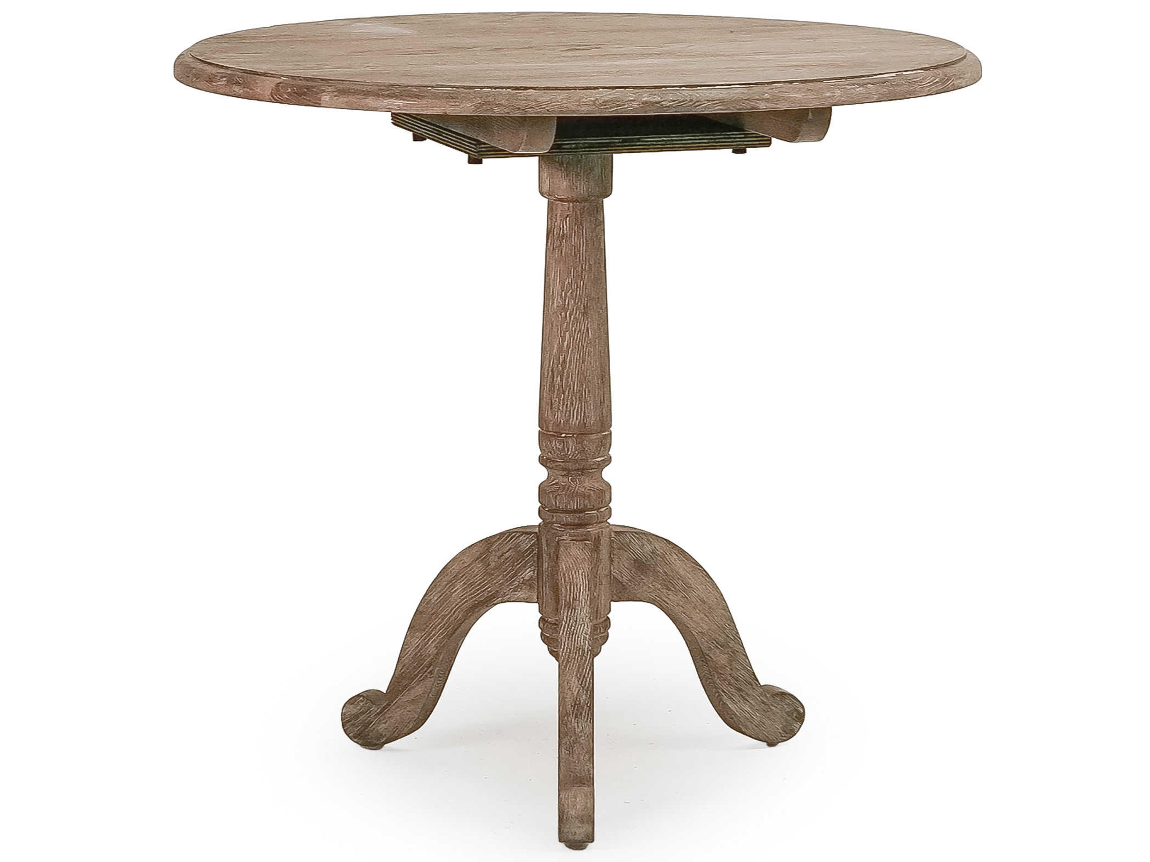 Round Wood Limed Grey End Table