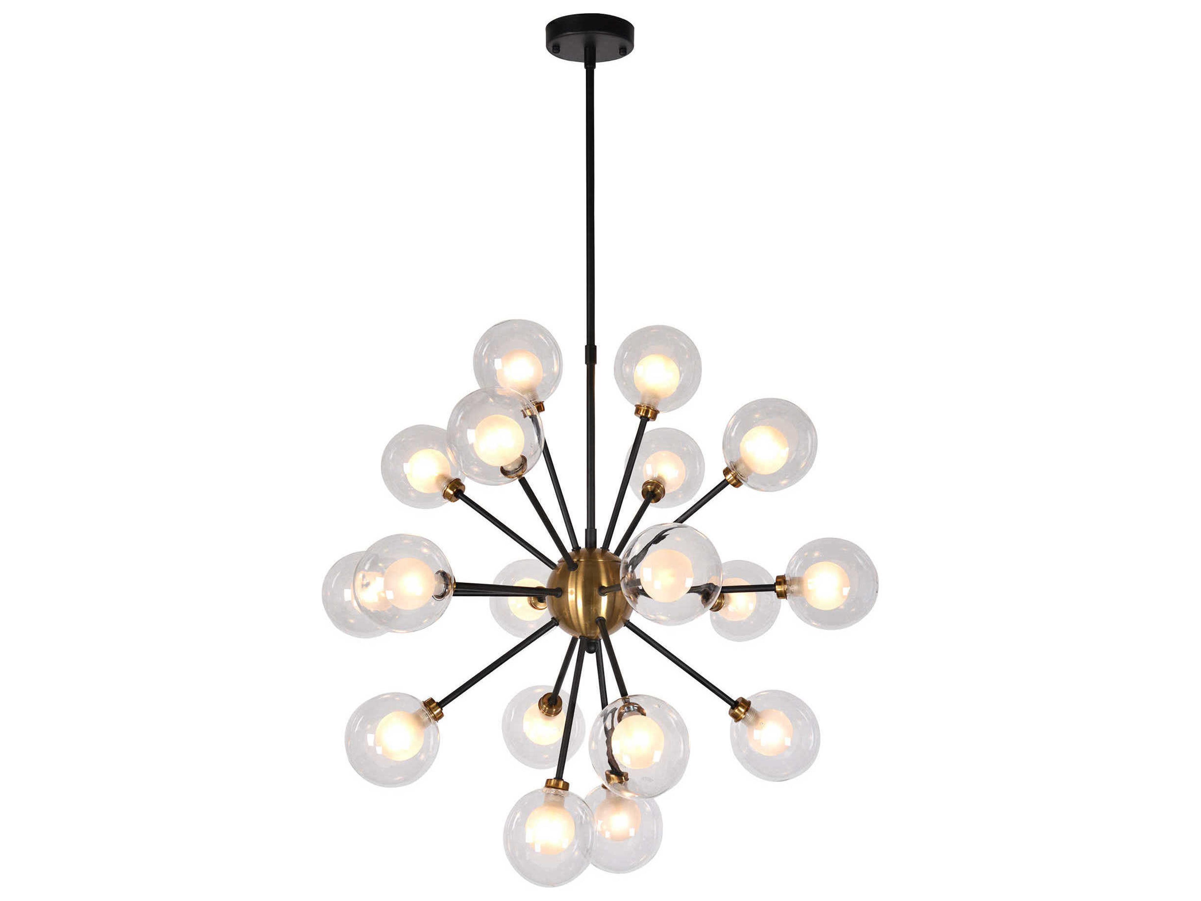 18-Light8-Light Matte Black Gold Glass Globe Pendant