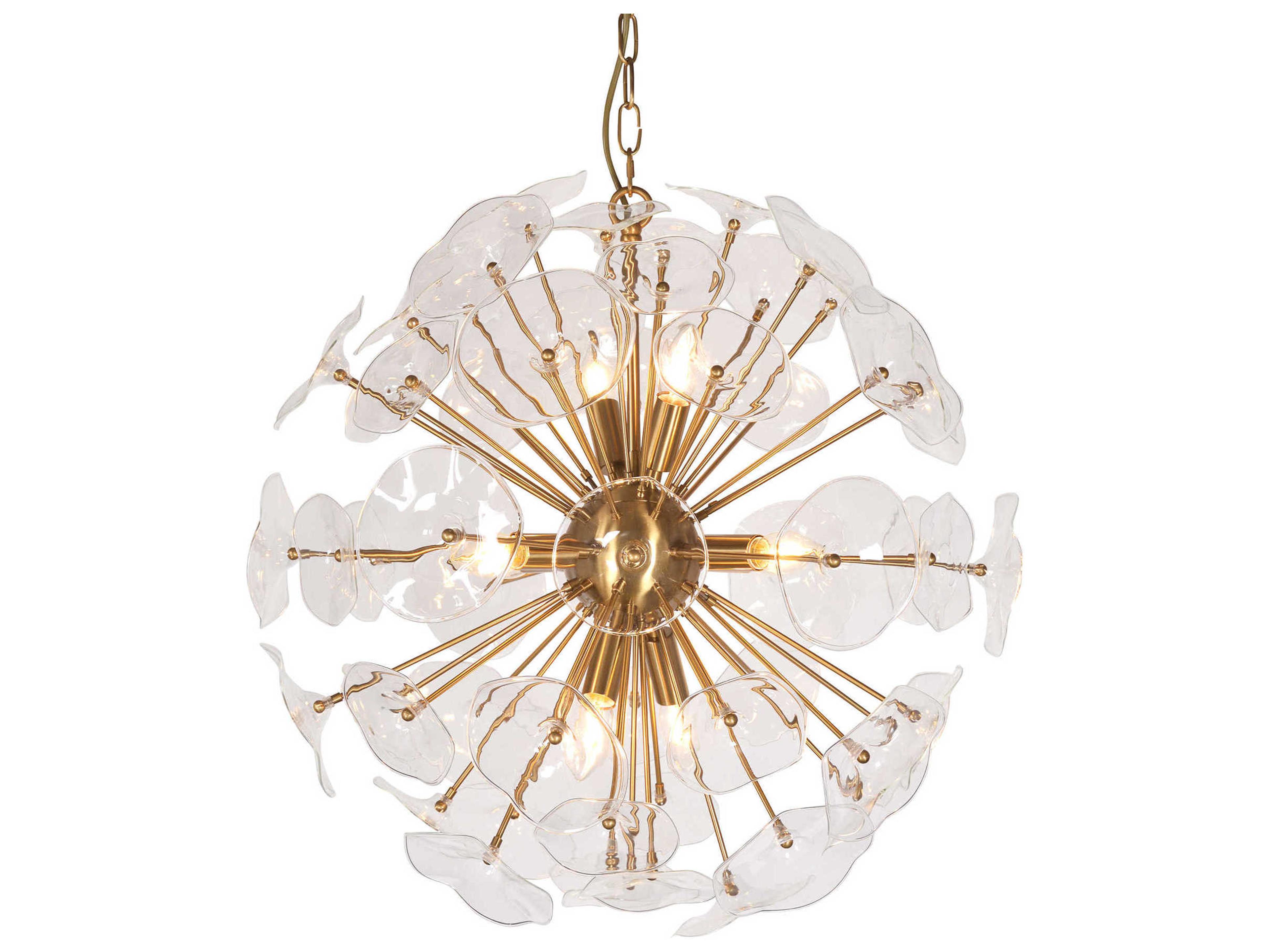 8-Light Gold Clear Glass Pendant