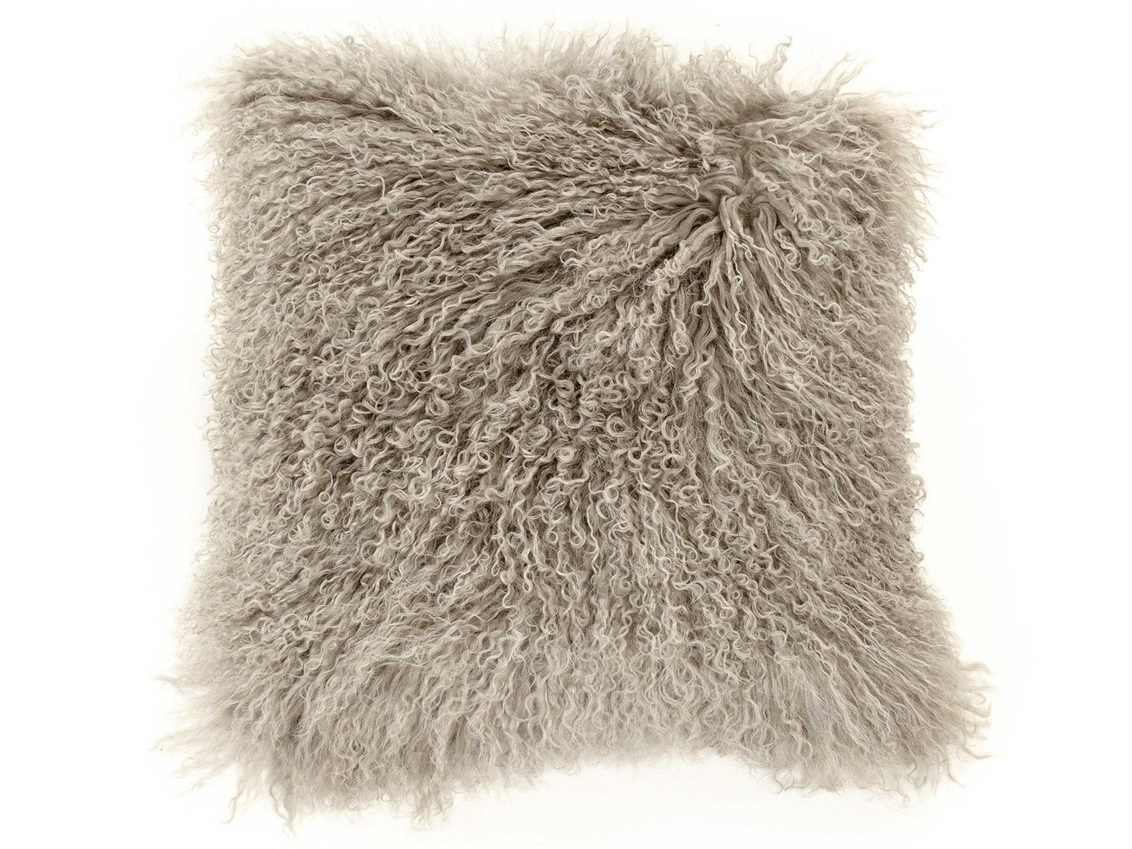 Tibetan Light Grey 20" x 20" Lamb Fur Pillow