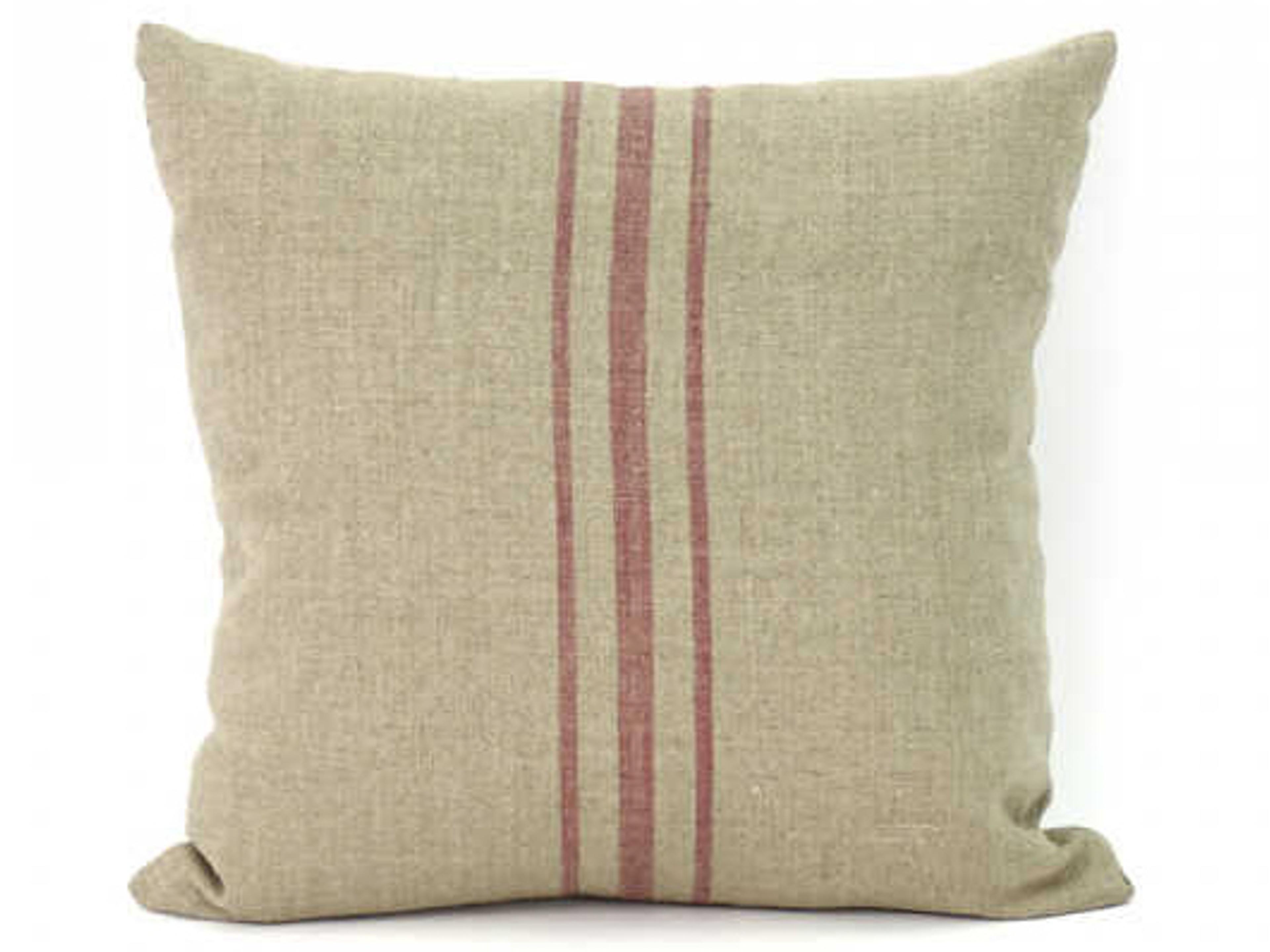 Khaki / Red Stripe 20" x 20" Pillow