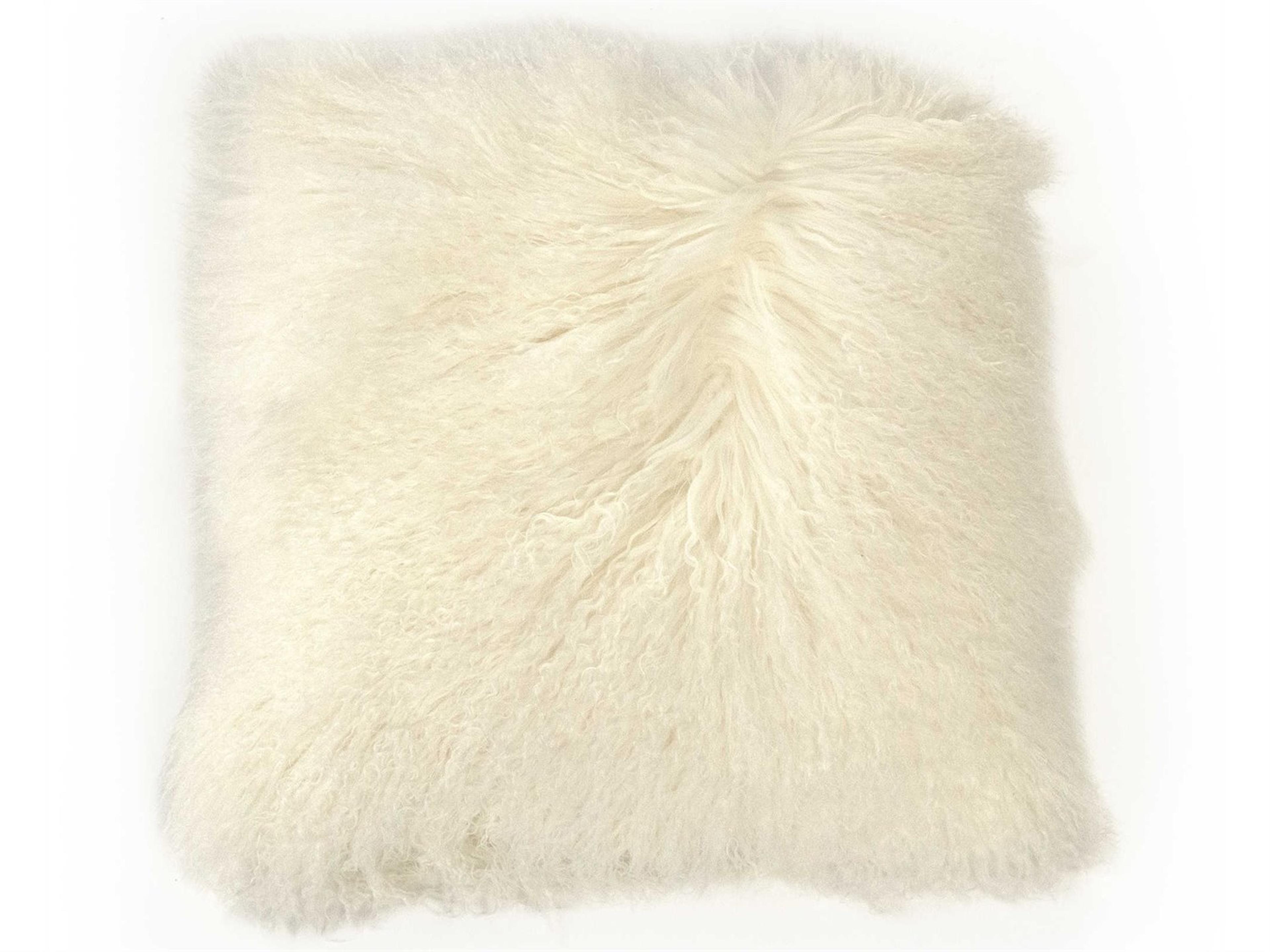 Tibetan Ivory 20" x 20" Lamb Fur Pillow