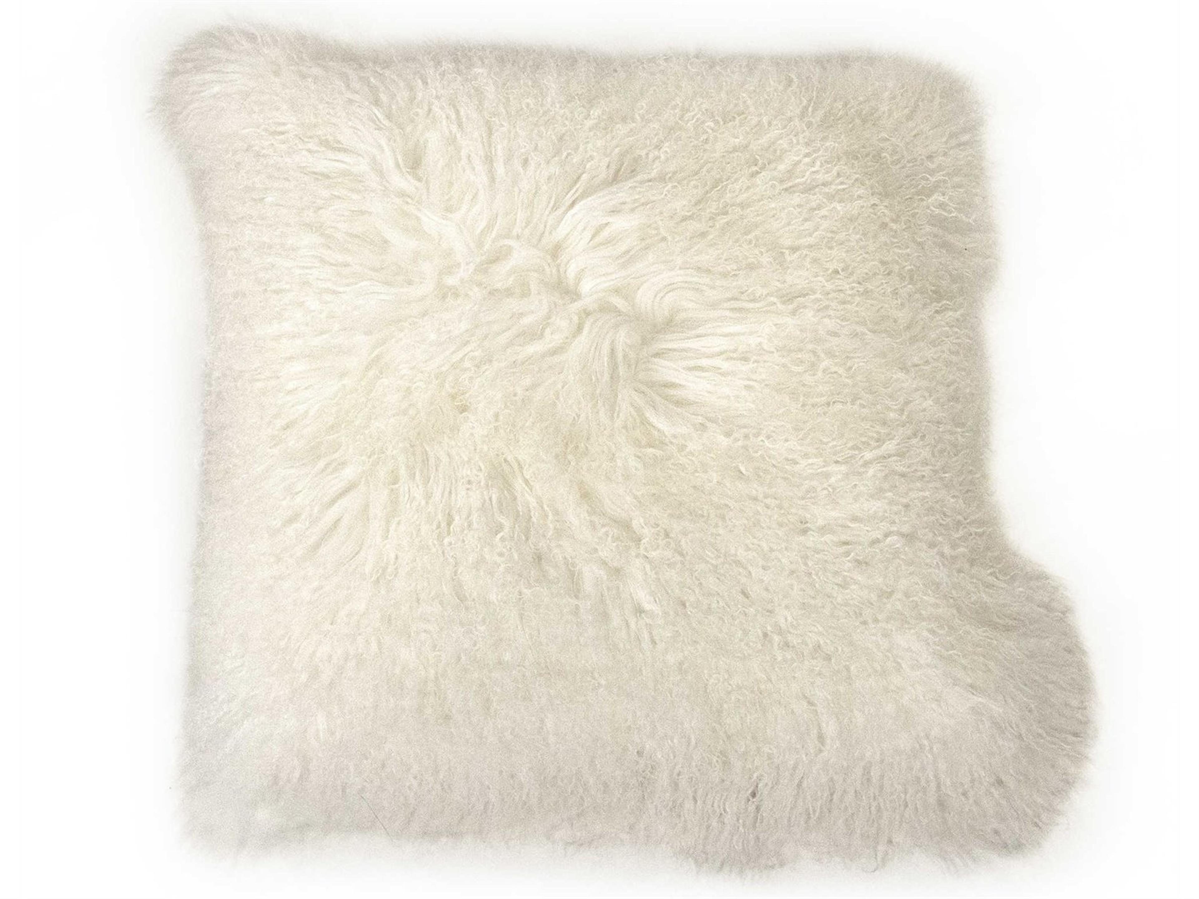 Zentique Tibetan White 20" x 20" Lamb Fur Pillow