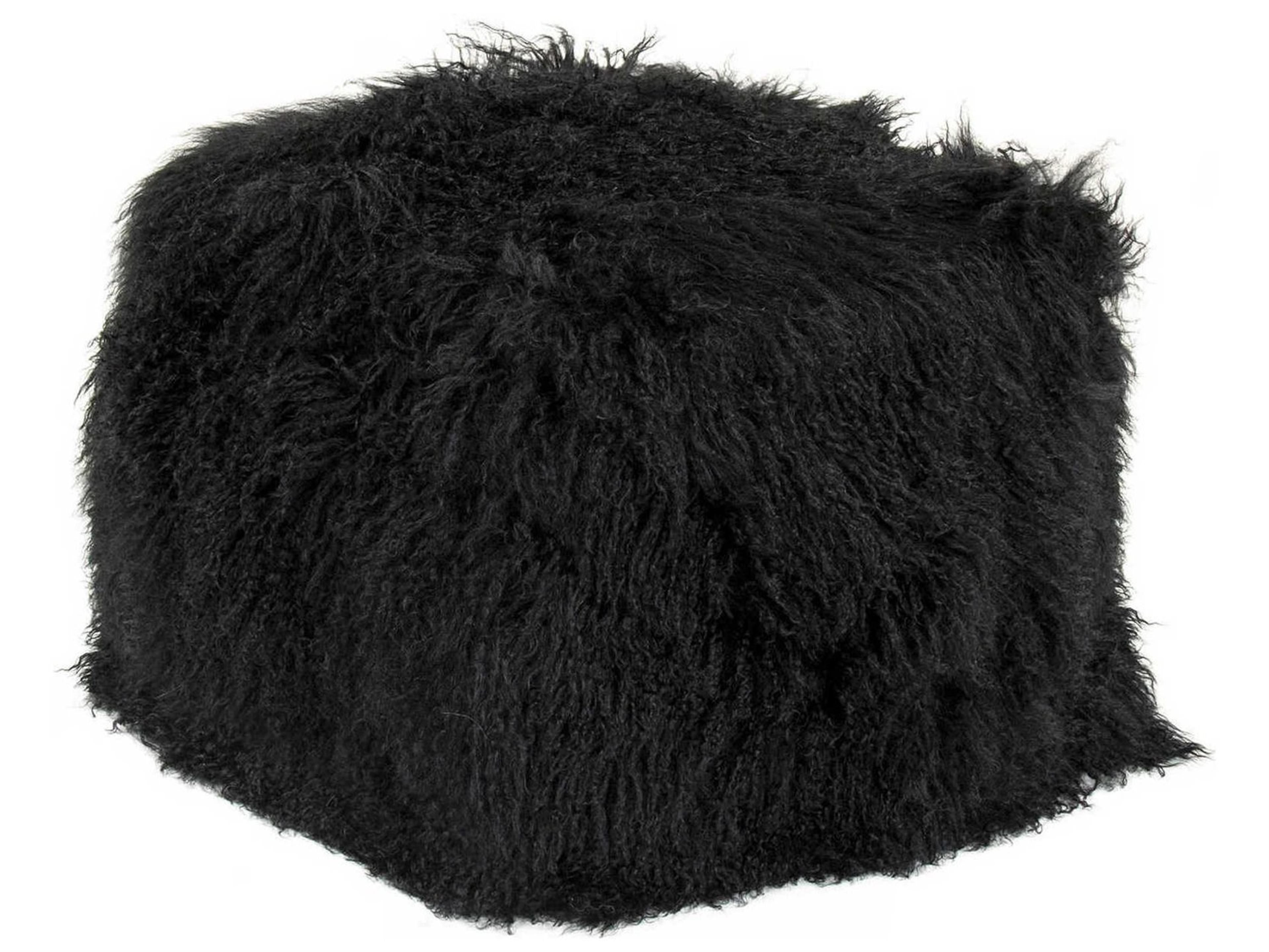 Black Fur Ottoman