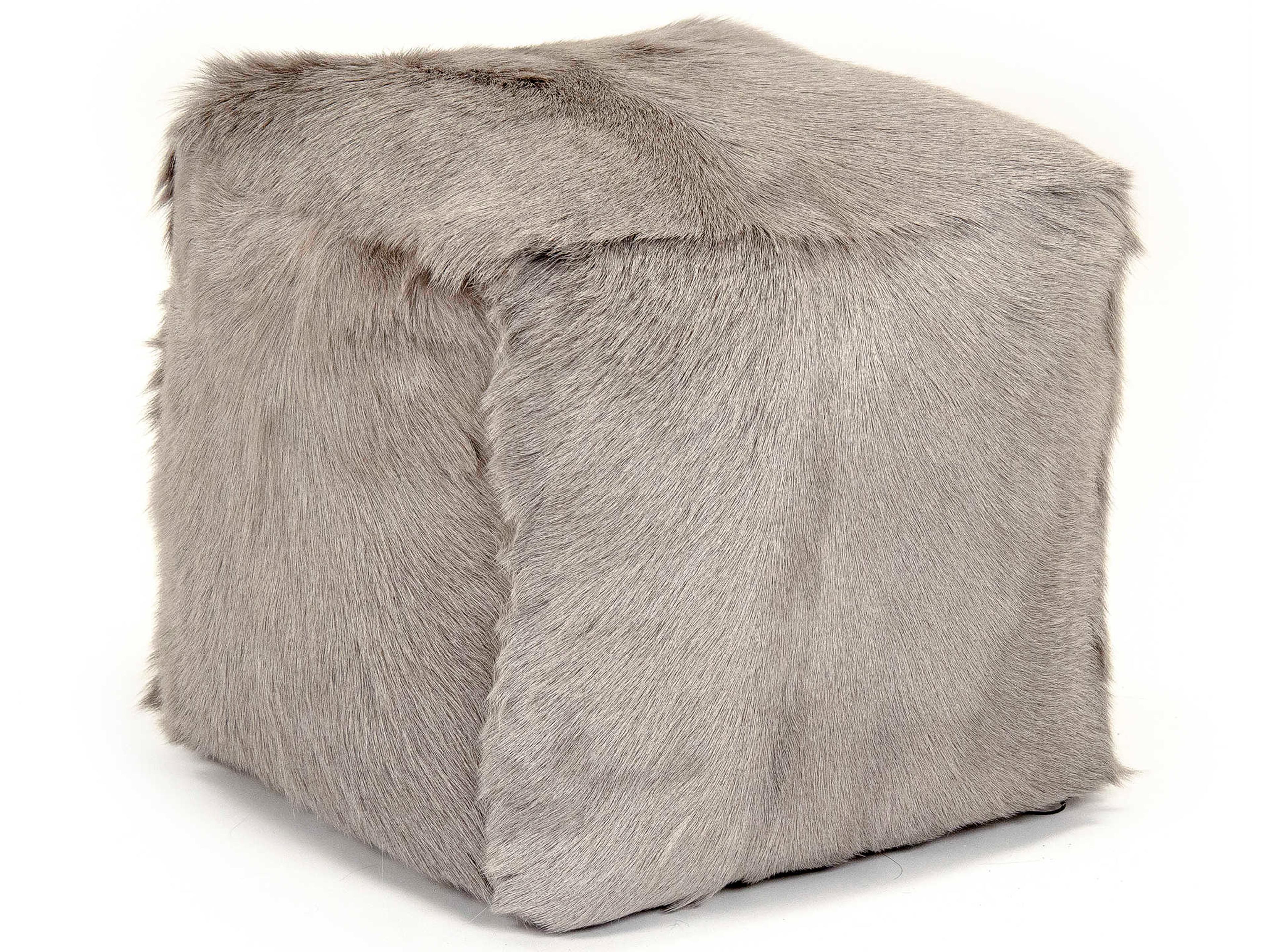 Light Grey Fur Ottoman