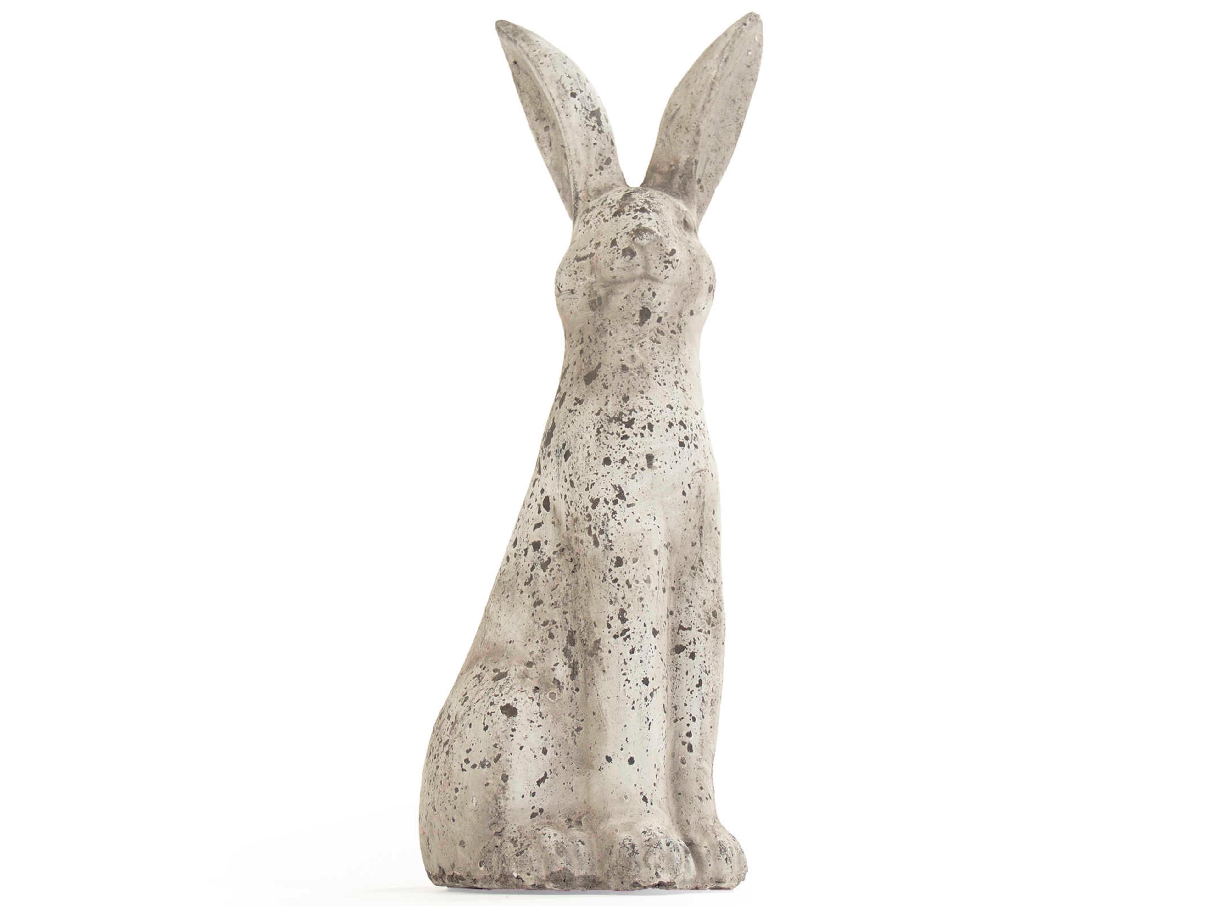 Distressed Grey Wash Rabbit Sculpture