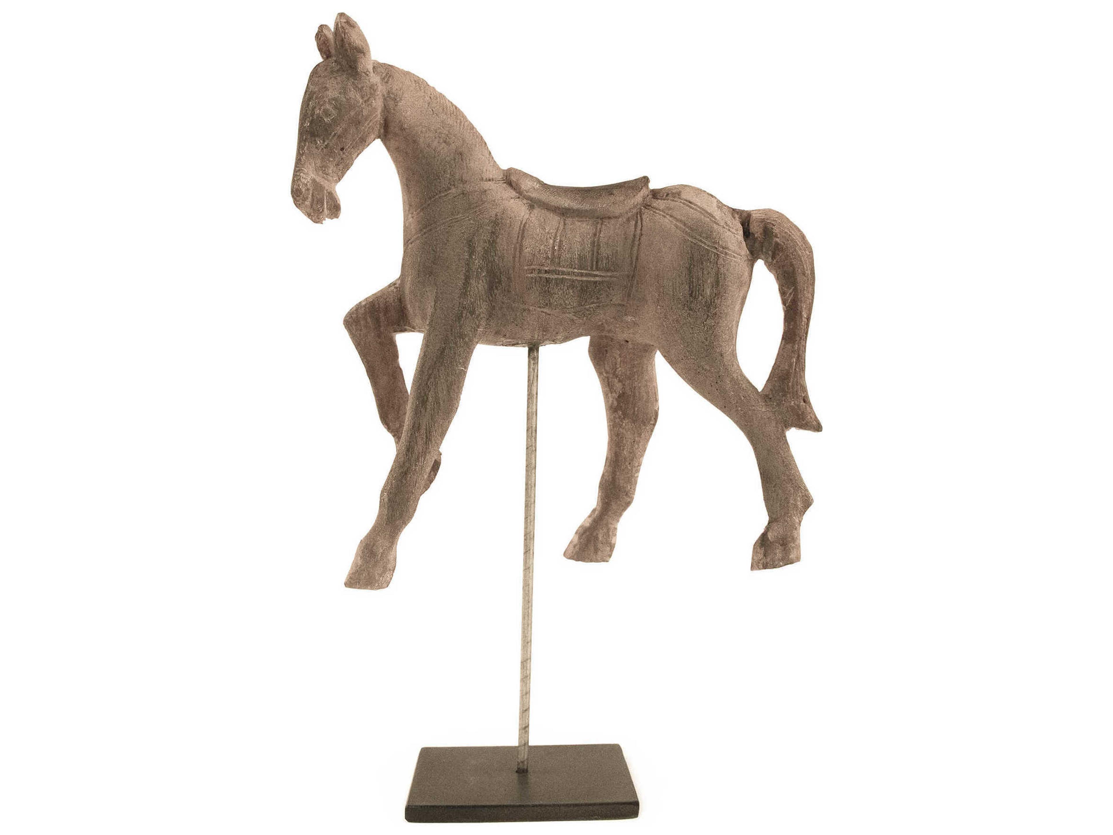 Distressed Taupe / Black 9" Resin Horse Sculpture