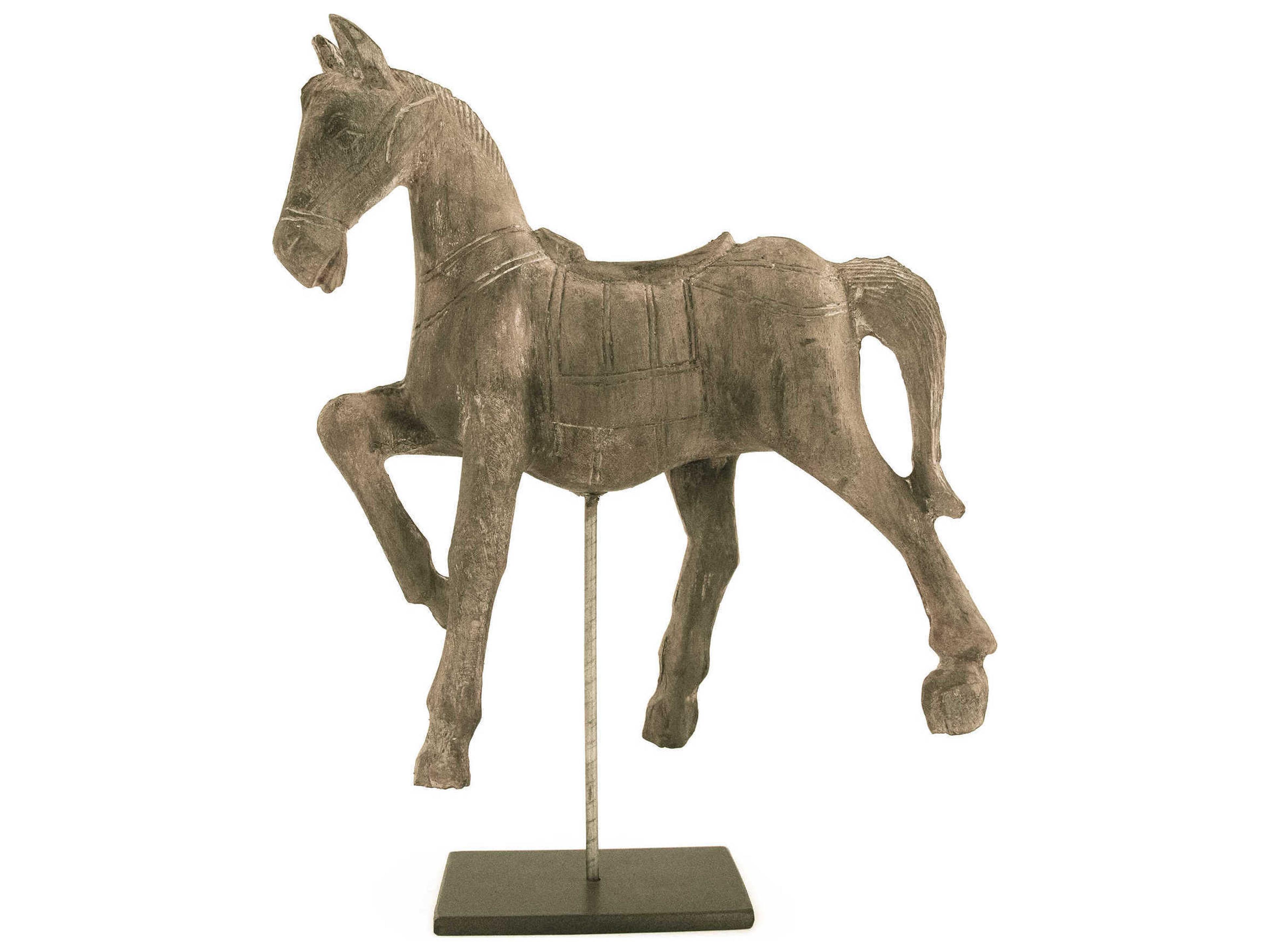 Zentique Distressed Taupe / Black 10" Resin Horse Sculpture