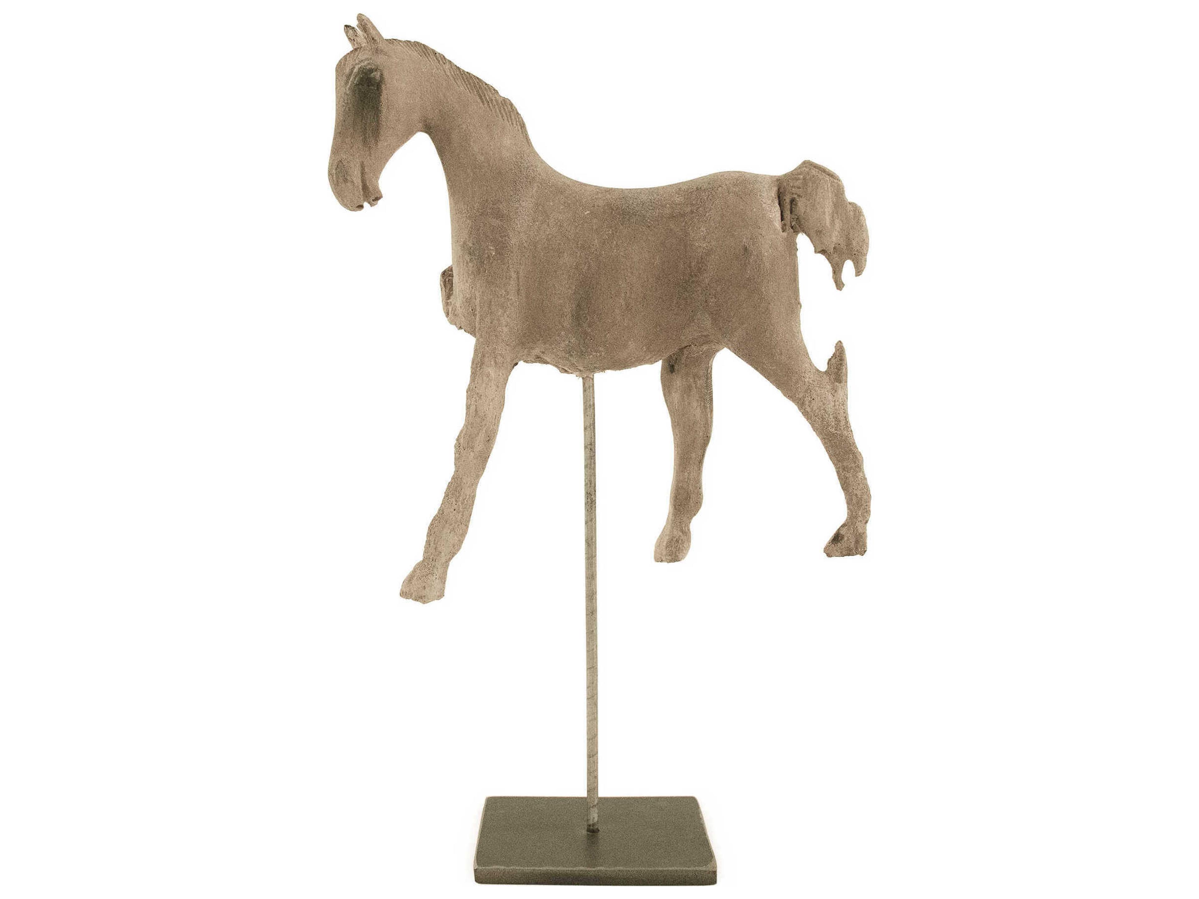 Zentique Distressed Taupe / Black Resin Horse Sculpture