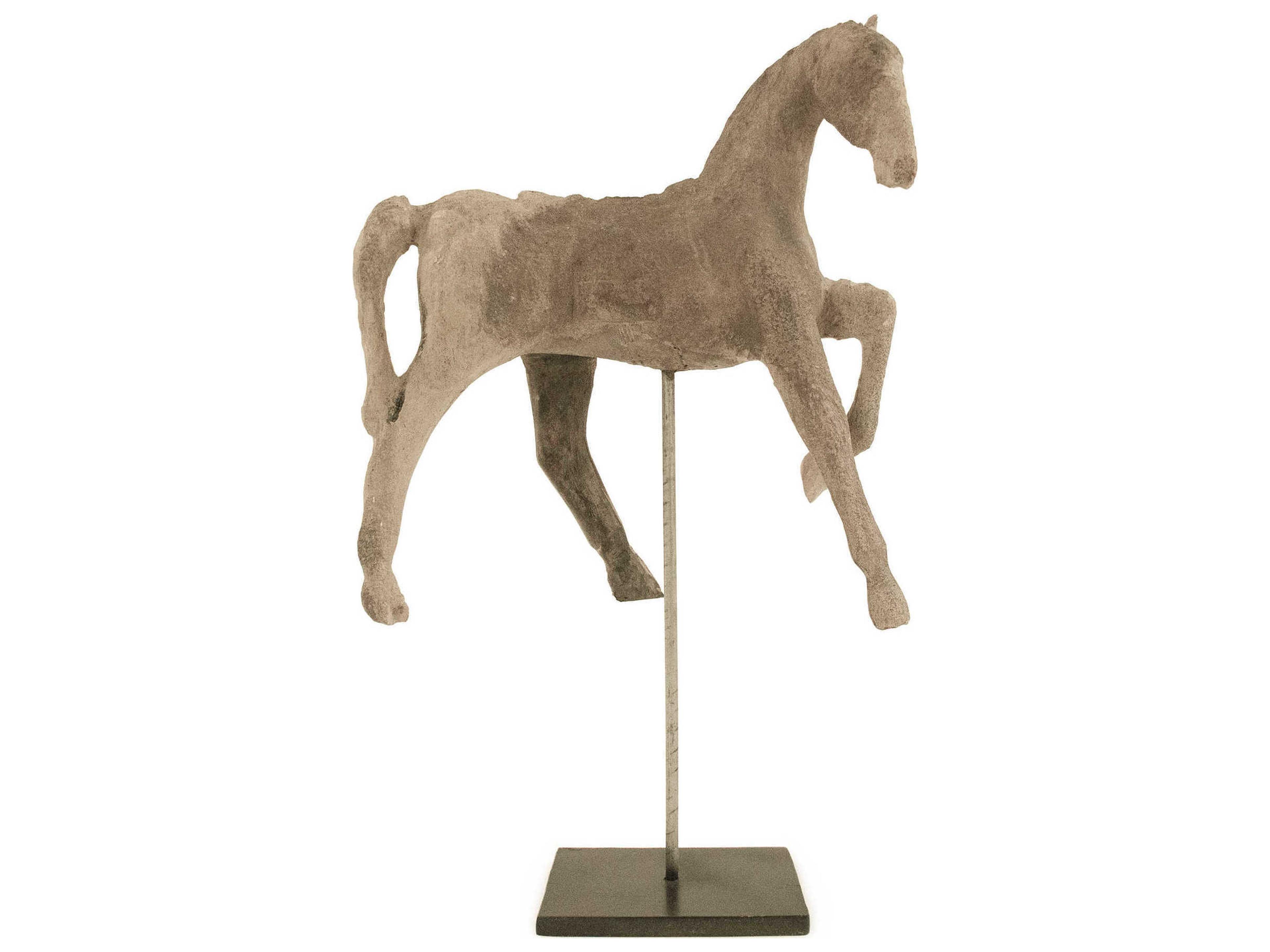 Zentique Distressed Taupe / Black Resin Horse Sculpture