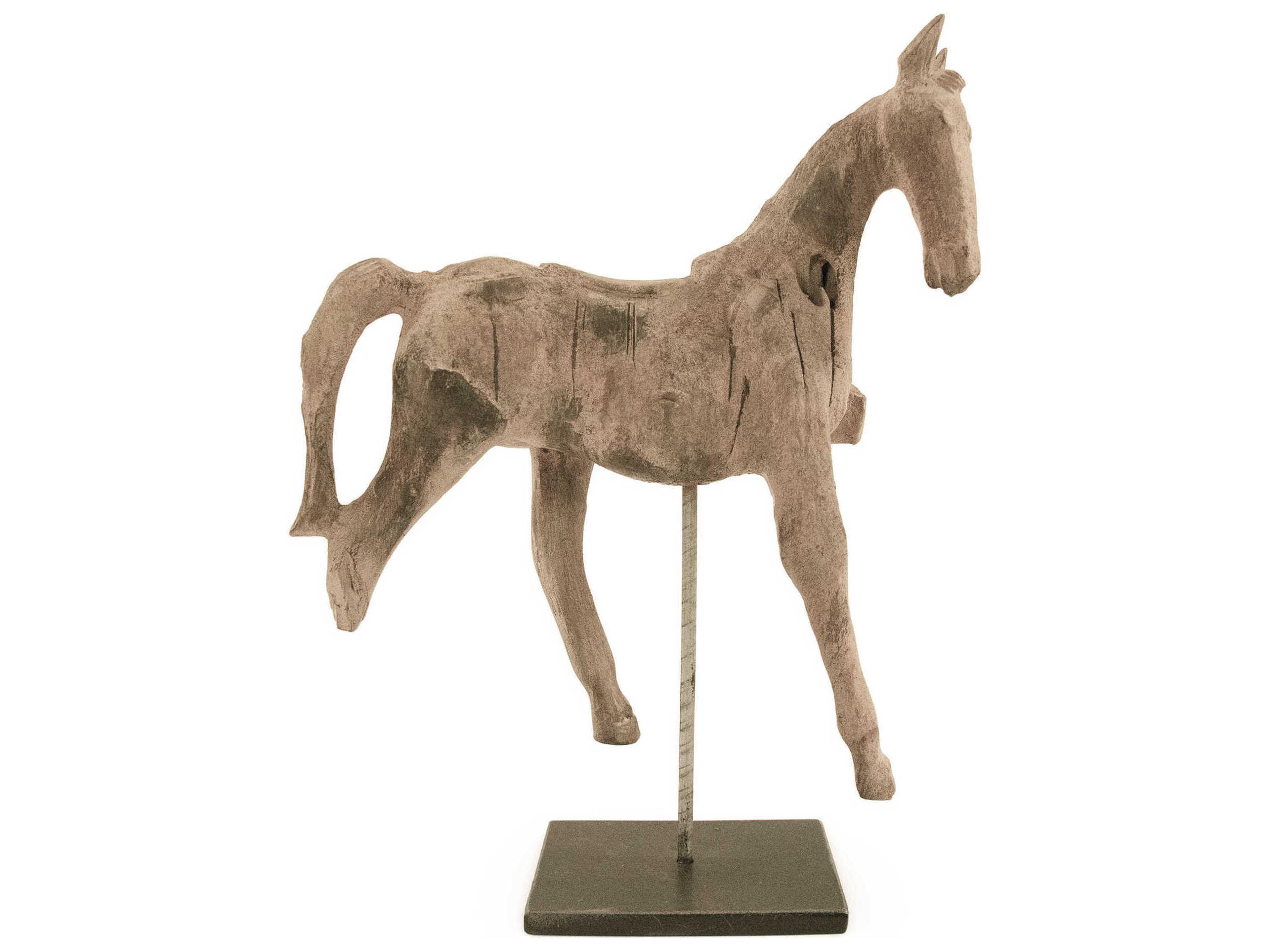 Zentique Distressed Taupe / Black Resin Horse Sculpture
