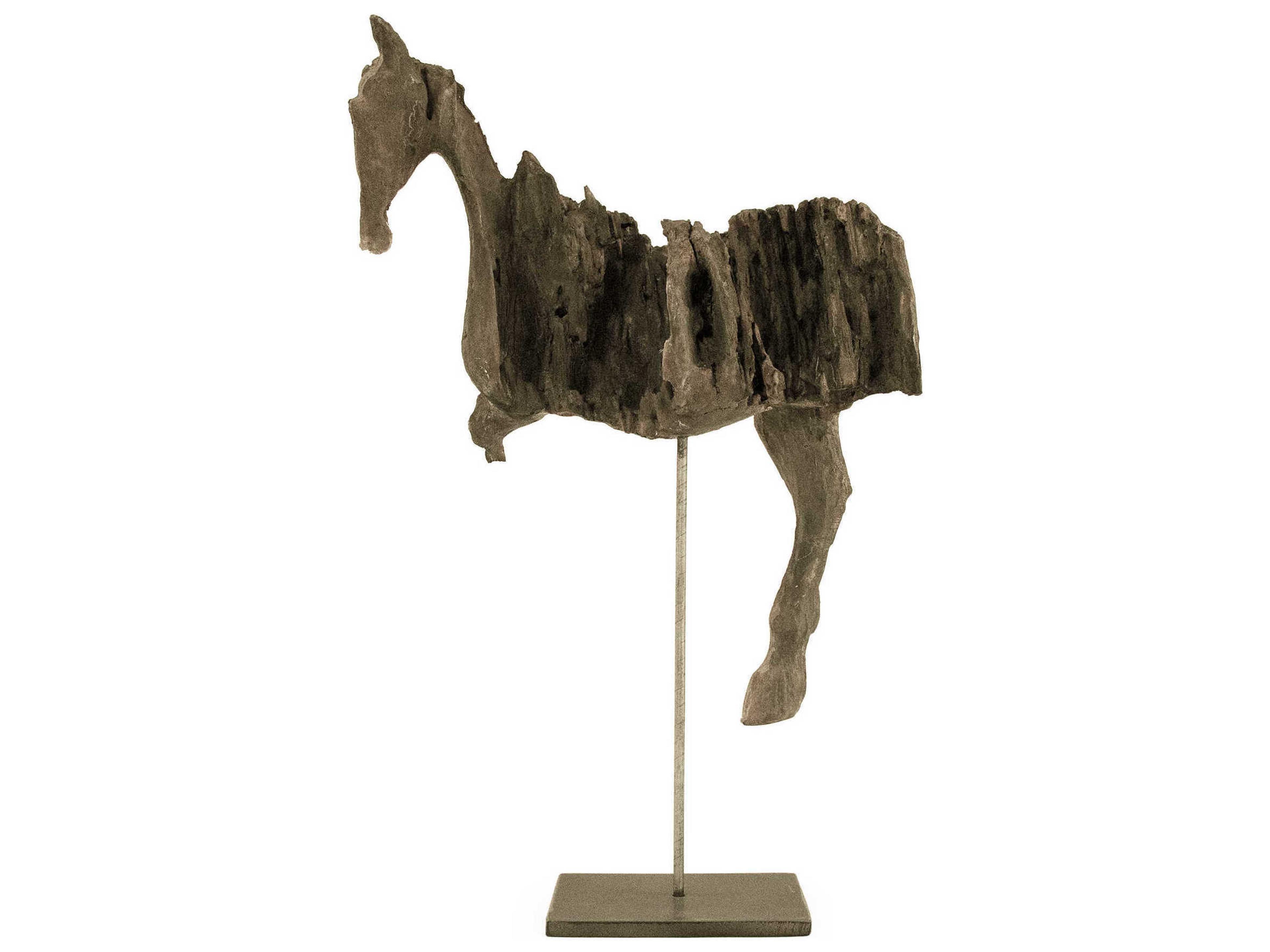 Zentique Distressed Dark Grey / Black Resin Horse Sculpture