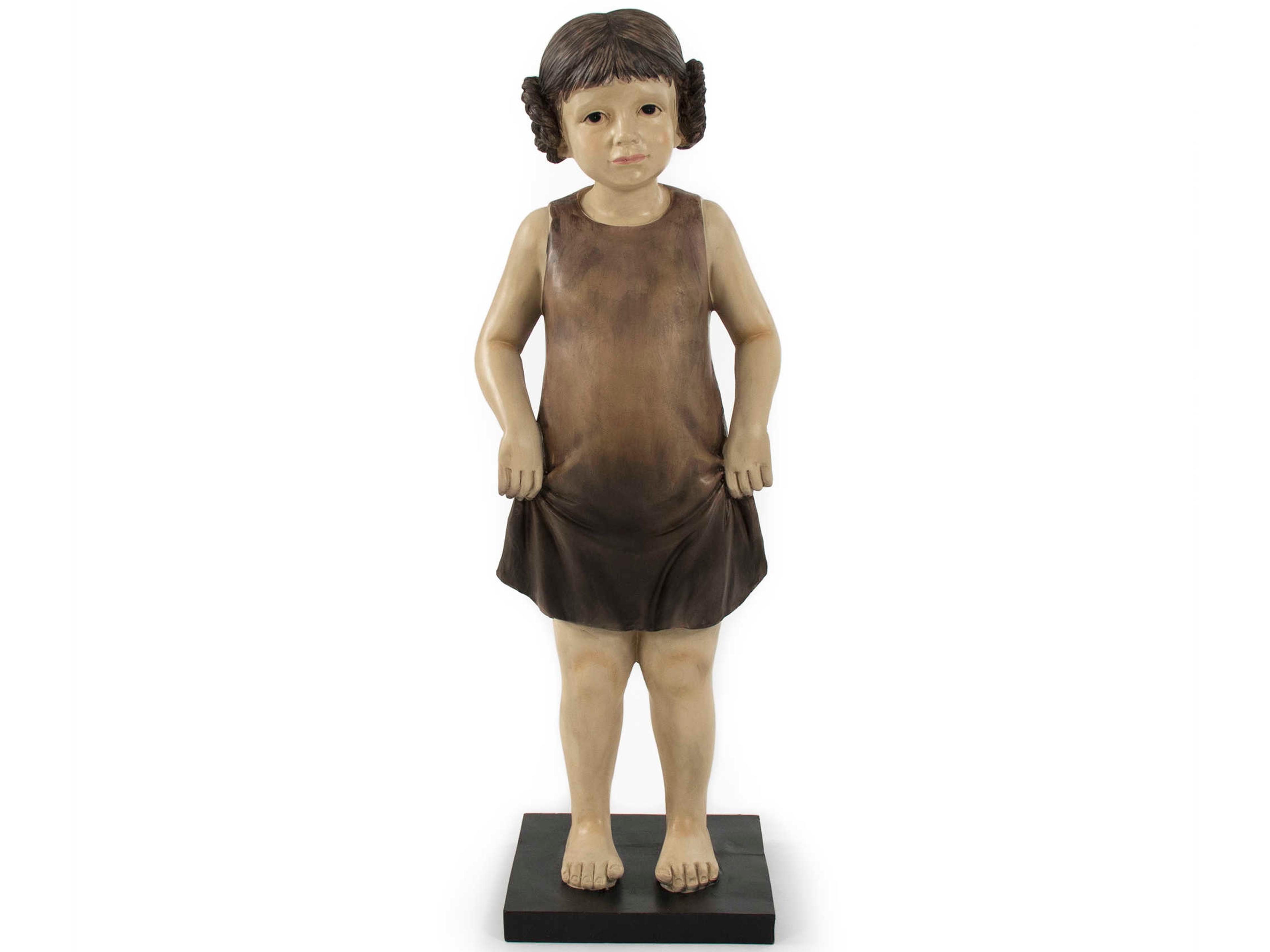 Zentique Tan / Black / Dark Brown / Ivory Girl Standing Sculpture